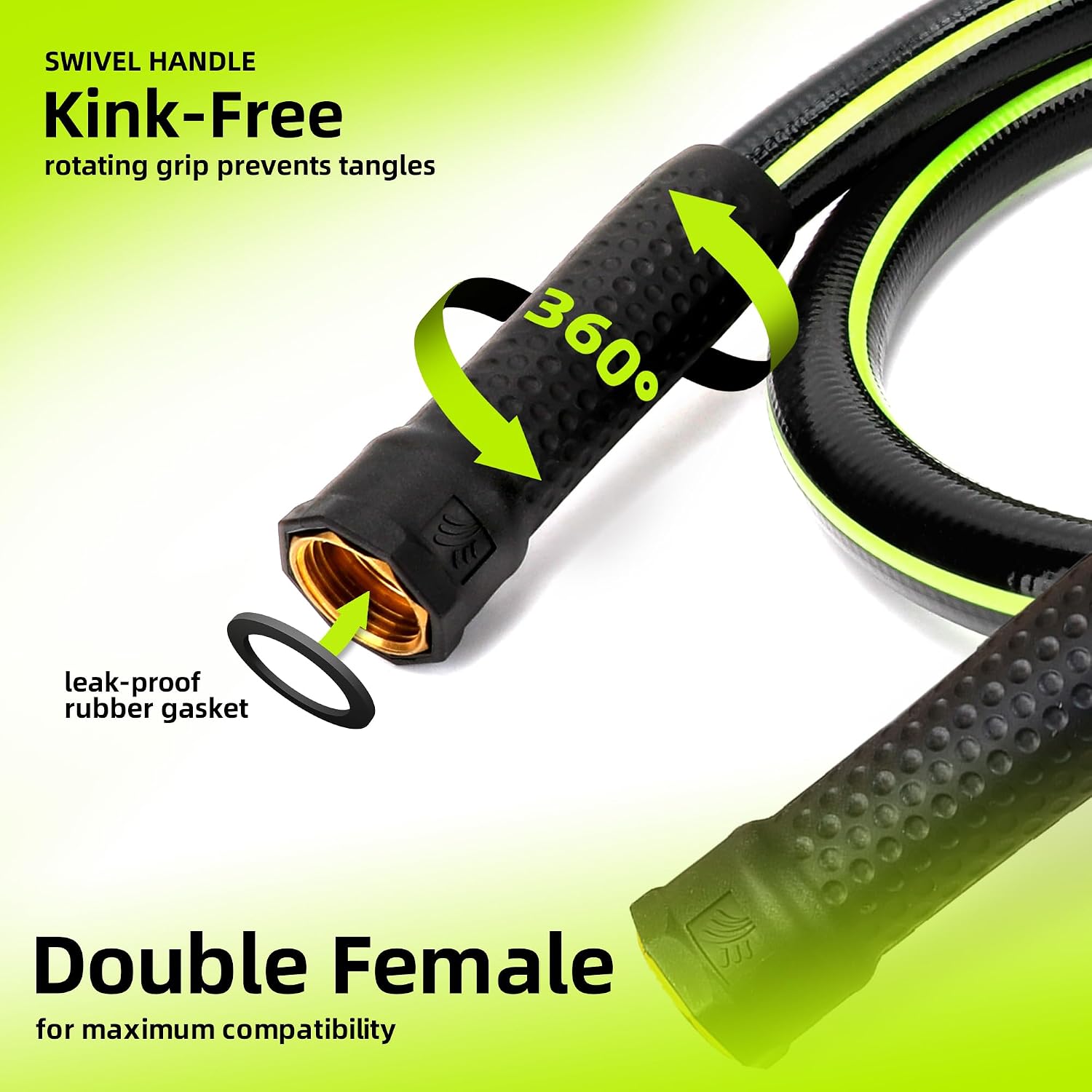 Worth Garden Hose 3/4 in. x 50 ft. - Heavy Duty Lightweight PVC Water Hose - Flexible, No Kink, Leakproof, Male to Female Fittings - 200PSI Work & 500PSI Burst, for Lawn, Gardening & Commercial Use