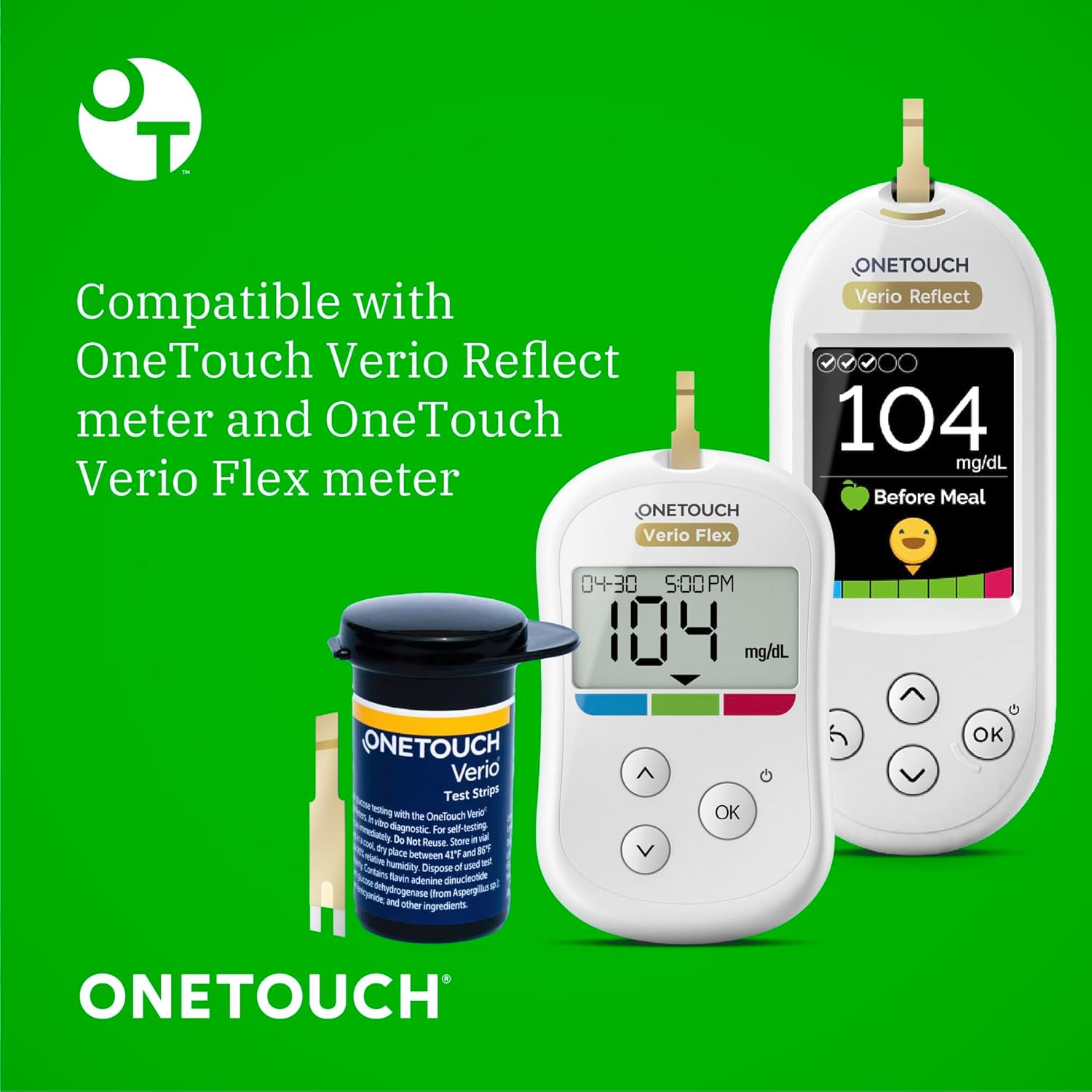 OneTouch Verio Test Strips for Blood Glucose Meter, 30 Count, 2 Pack