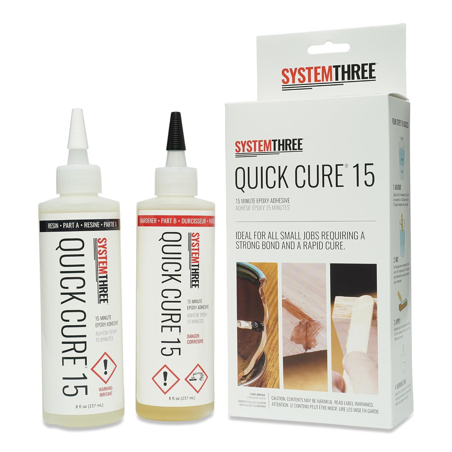System Three Quick Cure 15 Epoxy Adhesive, 1 Pt Bottle Kit, Amber