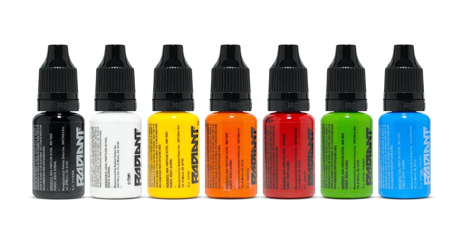 Grinder Tattoo Kit by Pirate Face Tattoo / 4 Tattoo Machine Guns - Power Supply / 7 Ink by Radiant Colors - Made in the USA/LCD Power Supply / 50