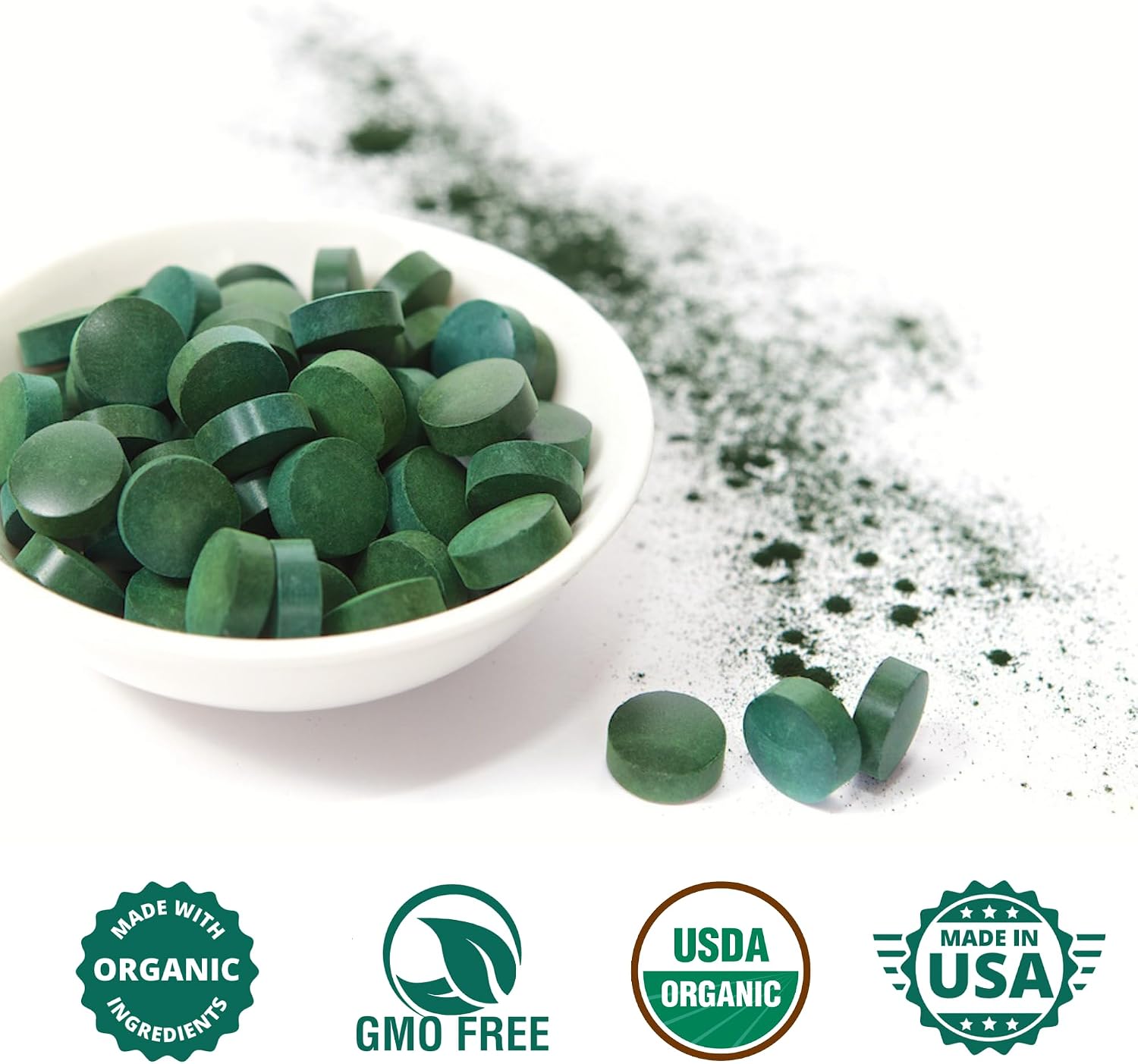 Organic Spirulina Chlorella Tablets - 50 Servings - 2-in-1 Superfood Algae Supplement for Natural Immune Support