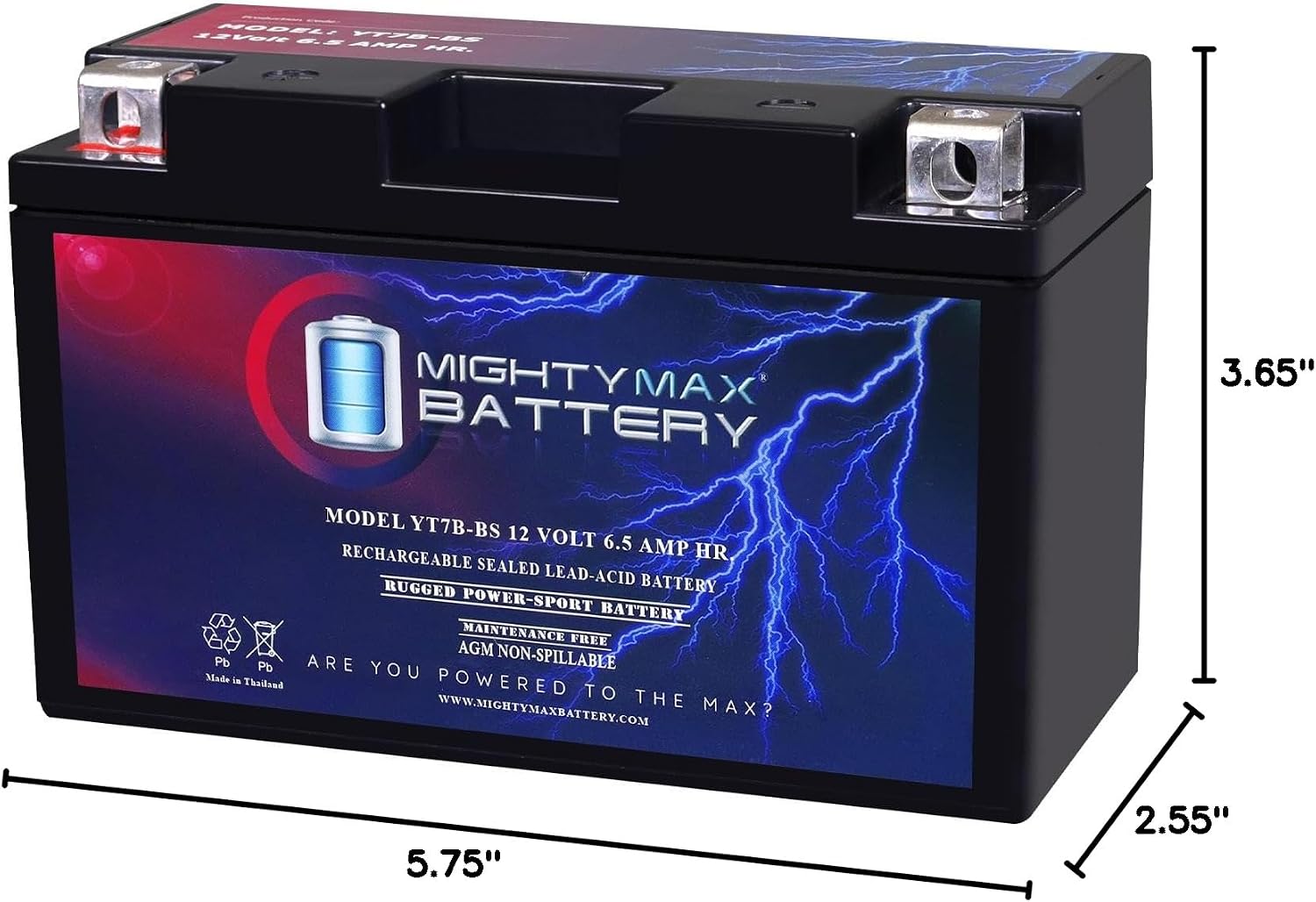 Mighty Max Battery YTZ12S -12 Volt 11 AH, 210 CCA, Rechargeable Maintenance Free SLA AGM Motorcycle Battery