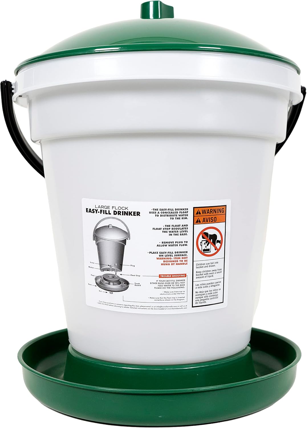 Harris Farms Easy-Fill Poultry Drinker, NO BPA Plastic, 6.25 Gallon | Large Capacity Poultry Drinker, Top-Fill Design, Durable NO BPA Plastic Construction, Ideal for Chickens & Backyard Flocks