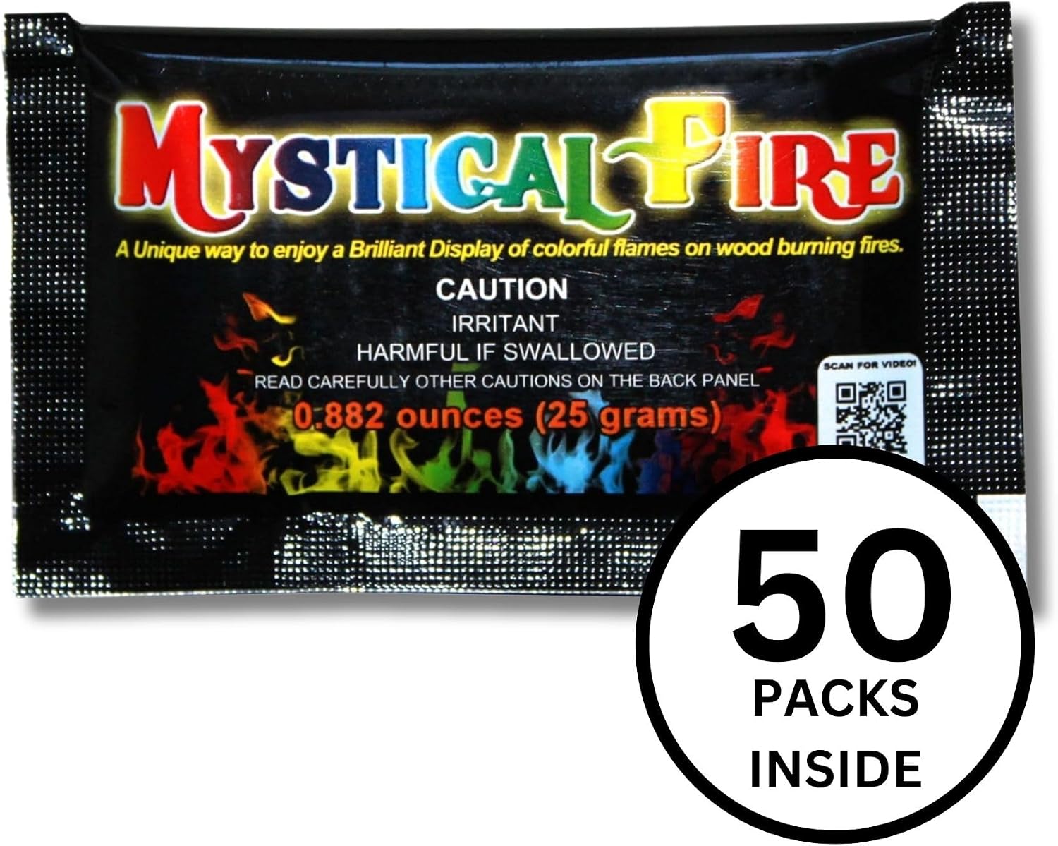 Mystical Fire Color Changing Packets – Colorful Fire Changer Packets 25pk | 25-pack color changing fire packets creates colorful flames in fire pits and camp fire. Easy to use, long-lasting effect