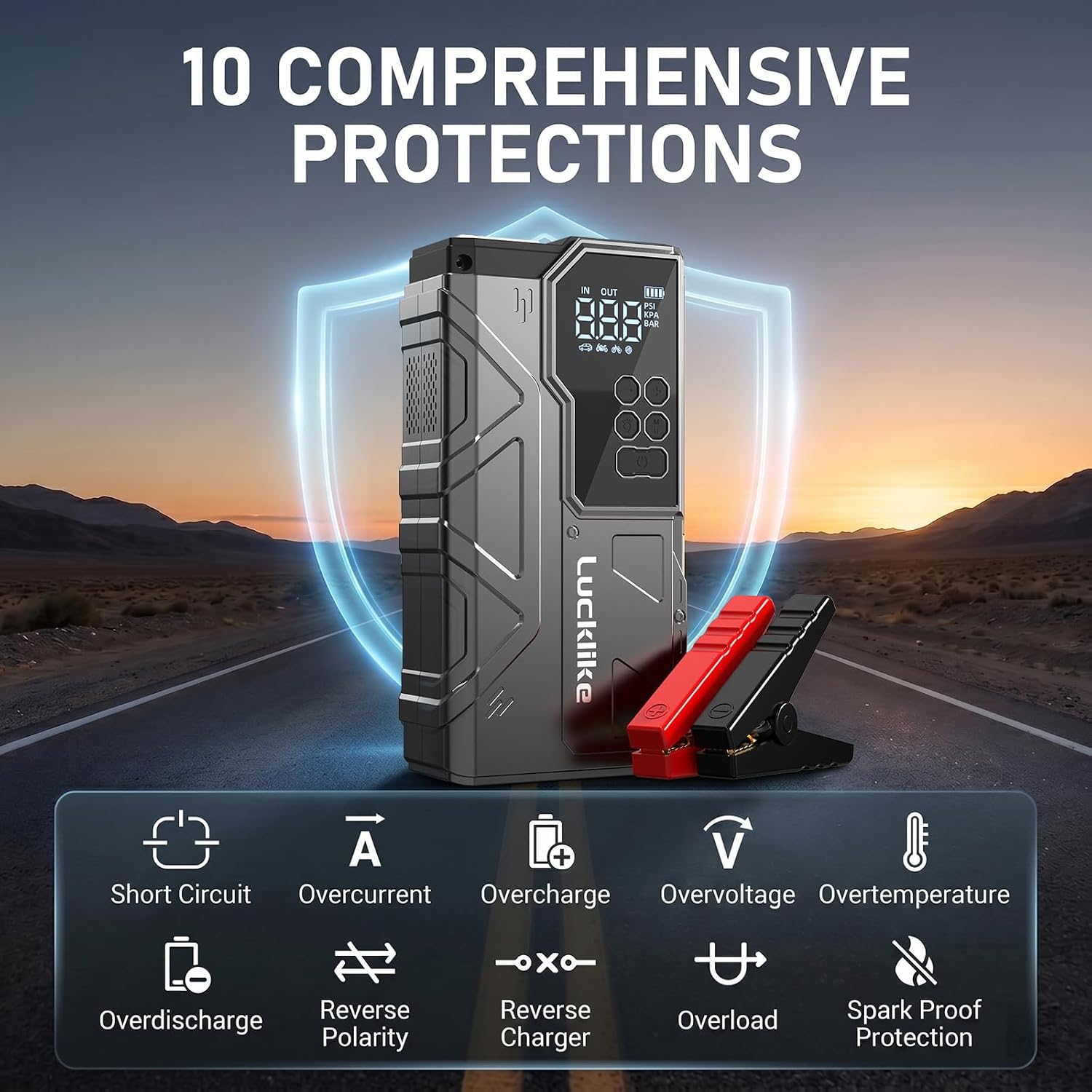 7000A 150PSI Car Battery Jump Starter with Air Compressor, 12V Jump Box | All Gas/12L Diesel