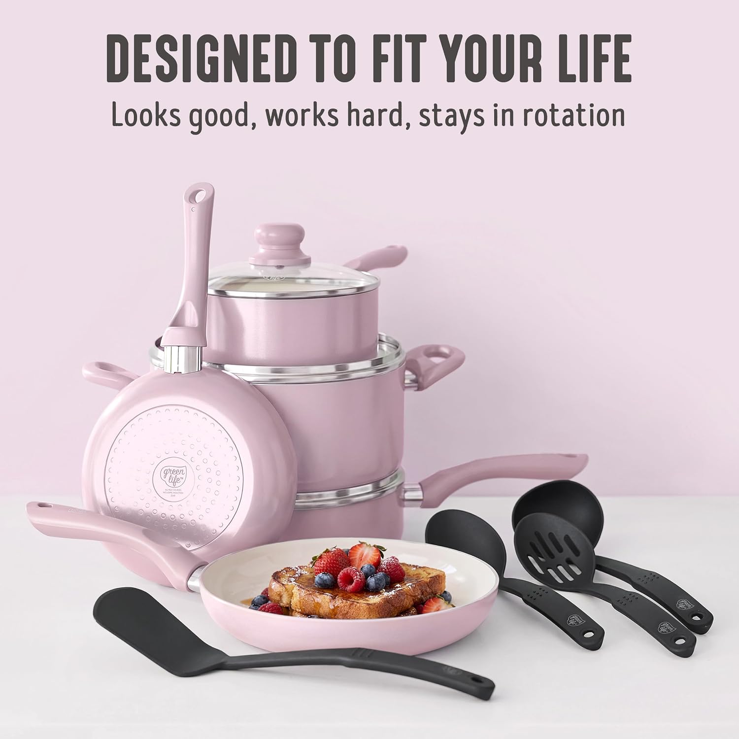 GreenLife 16 Piece Ceramic Nonstick Pots & Pans Cookware Set, Turquoise | PFAS-Free Ceramic Nonstick, Stockpot, Frying Pans, Saucepans, Sauté Pan, Stay-Cool Handles, Dishwasher & Oven Safe up to 350F