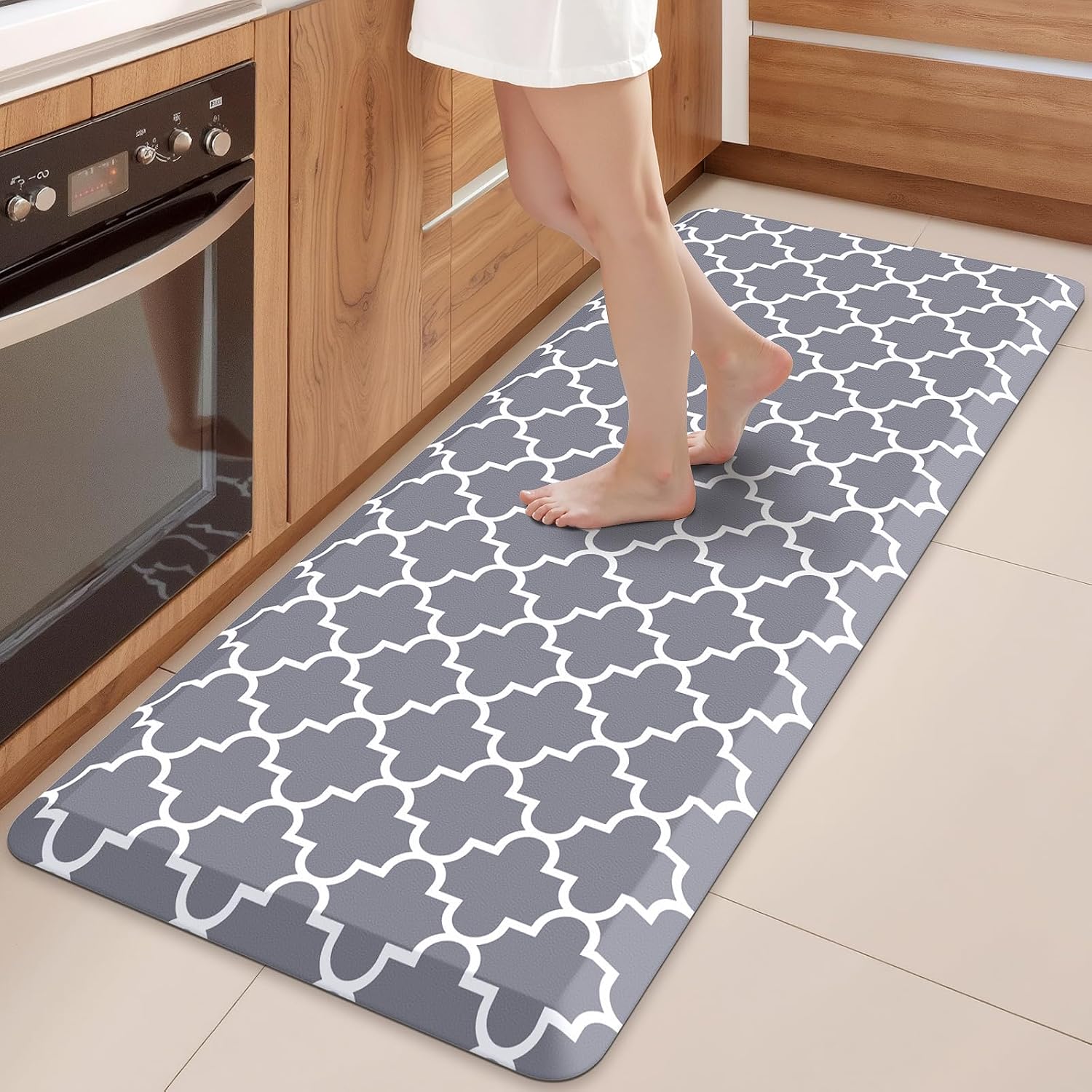 WISELIFE Kitchen Mats and Rugs Cushioned Anti-Fatigue, 17.3"x 60", Grey