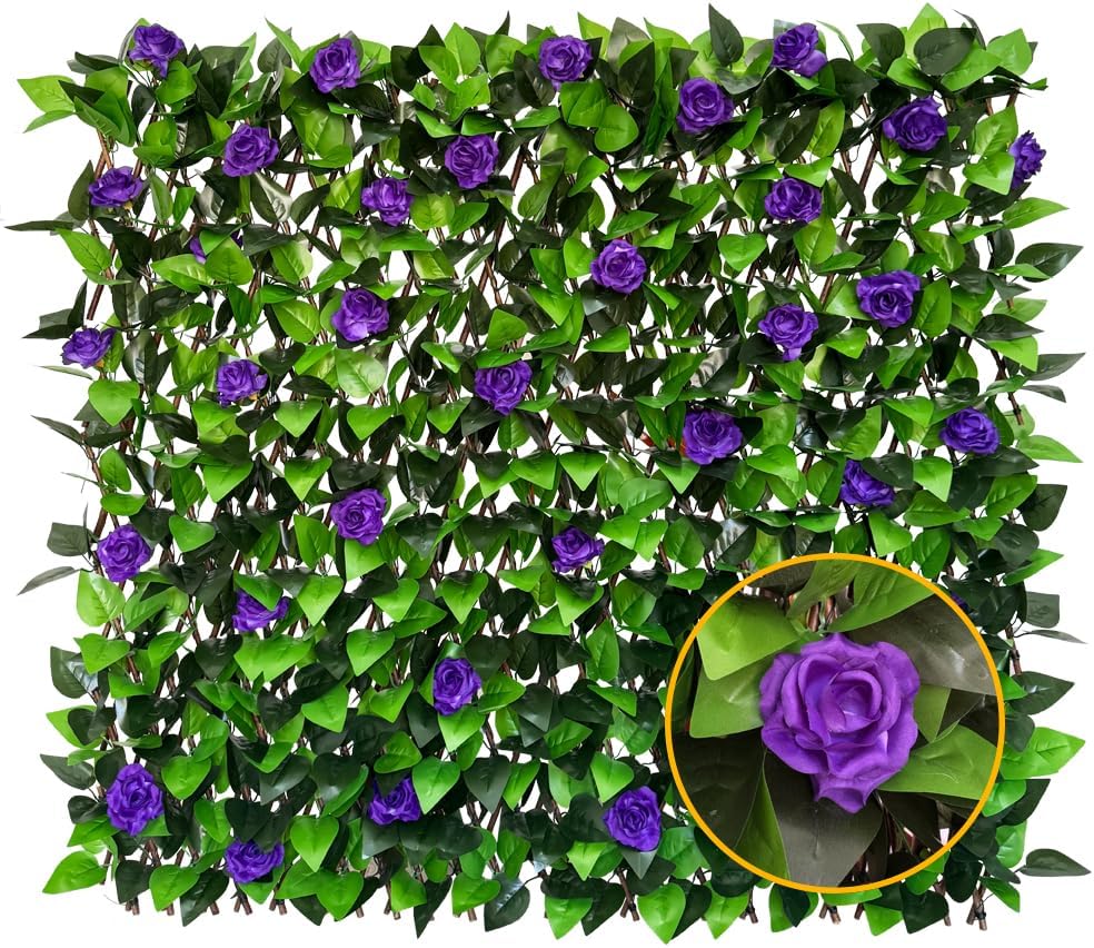 Expandable Fence Privacy Screen for Balcony Patio Outdoor,Decorative Faux Ivy Fencing Panel,Artificial Hedges (Single Sided Leaves)……