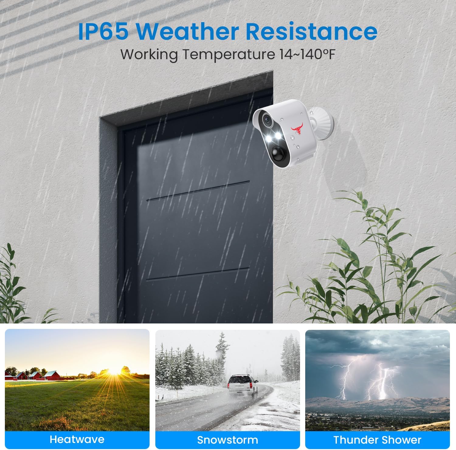 1080P Wireless Security Camera Outdoor, Battery Powered, AI Human Detection, Color Night Vision, 2-Way Audio, IP65 Waterproof, 2.4G Wi-Fi, Cloud Storage (2 Spotlights)