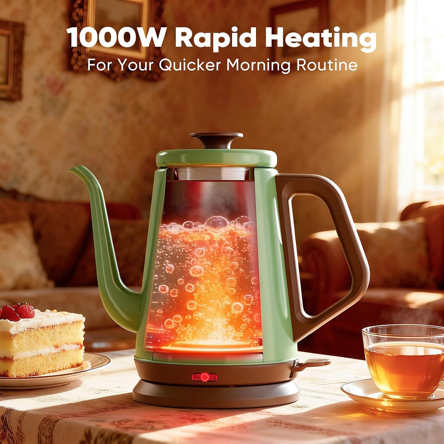 DmofwHi 1000W Gooseneck Electric Kettle (1.0L), 100% Stainless Steel BPA Free Tea Kettle with Auto Shut - Off Protection