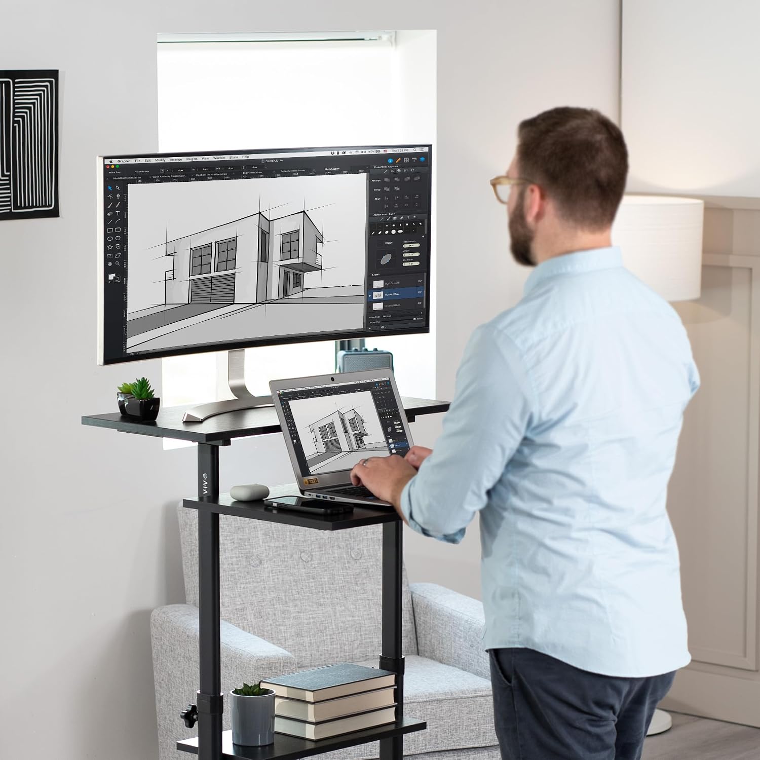 VIVO Black Mobile 28 inch Standing Desk Workstation, CART-V02DB