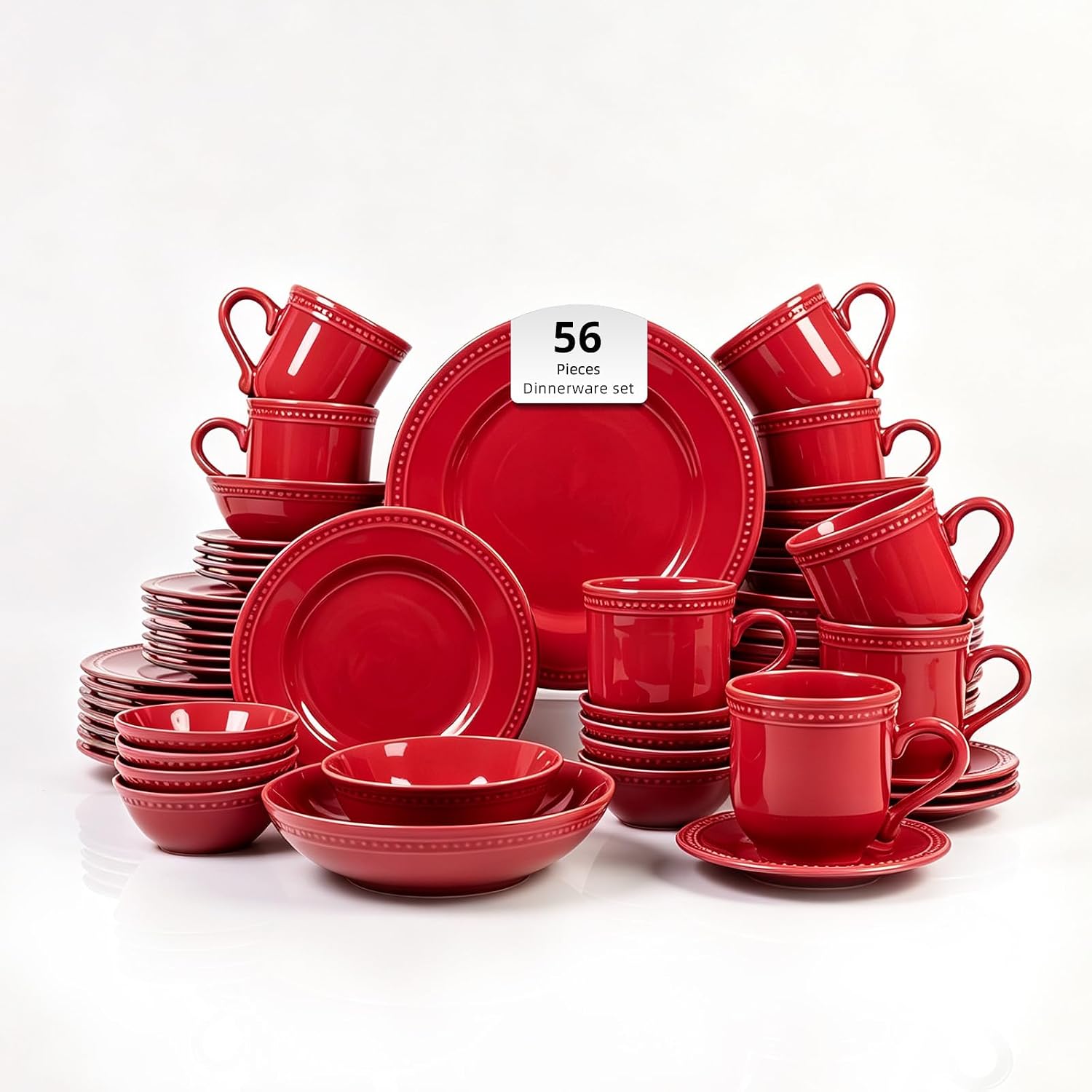 HomeVSS 20-Piece Pearl Dots Stoneware Dinnerware Set, Pink, Service for 4