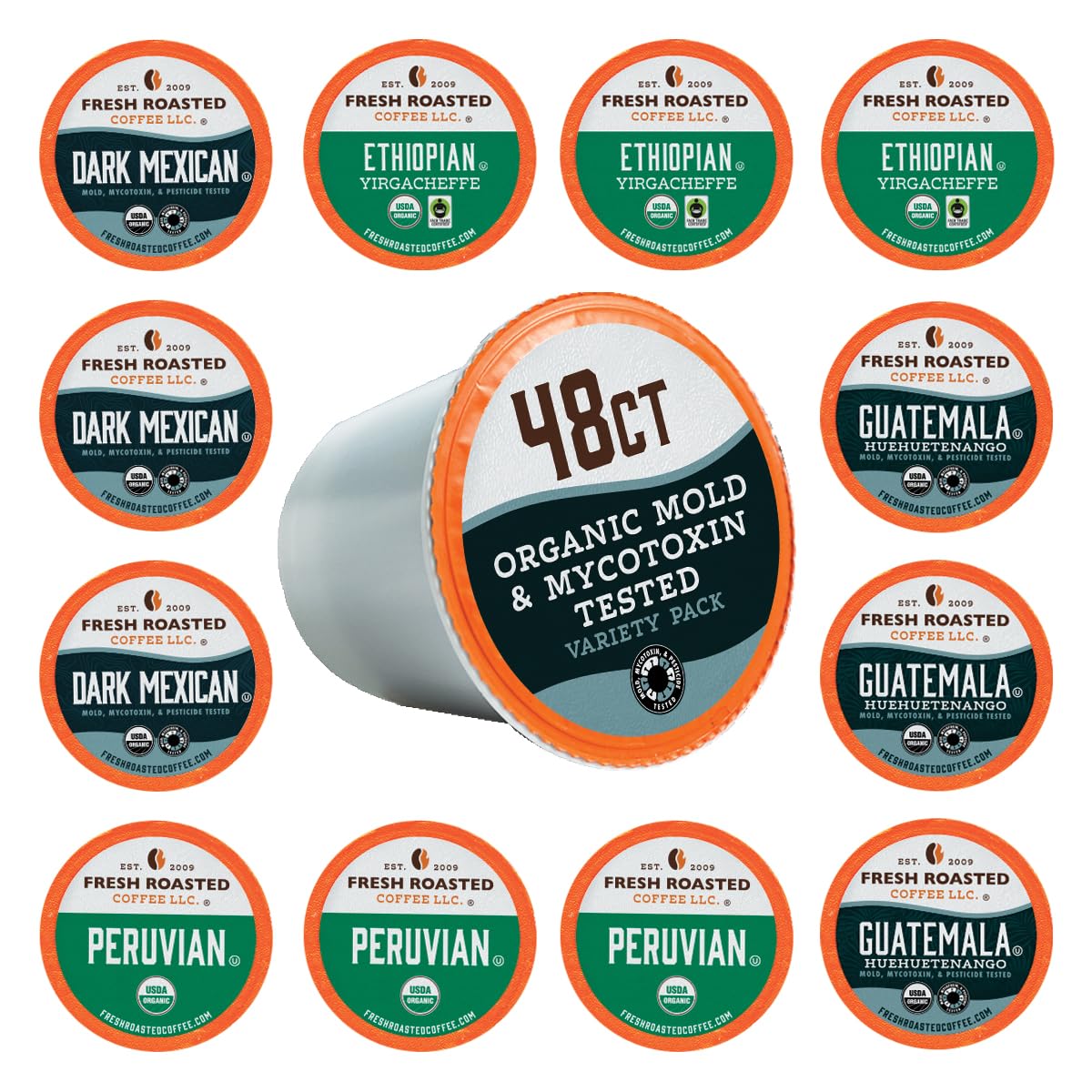 Fresh Roasted Coffee, Organic Colombian K-Cup Pods for Keurig Brewers, Medium Roast, USDA Organic, Kosher, 24 Count (Pack of 3)