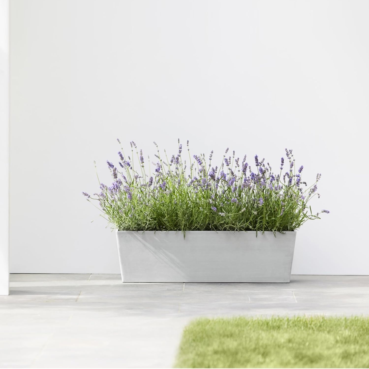 Ecopots Bruges Rectangular Flower Planter, Grey, 21.5" | Modern Style, Durable Recycled-Based Composite Construction, Weather and UV-Resistant, for Indoor/Outdoor Use