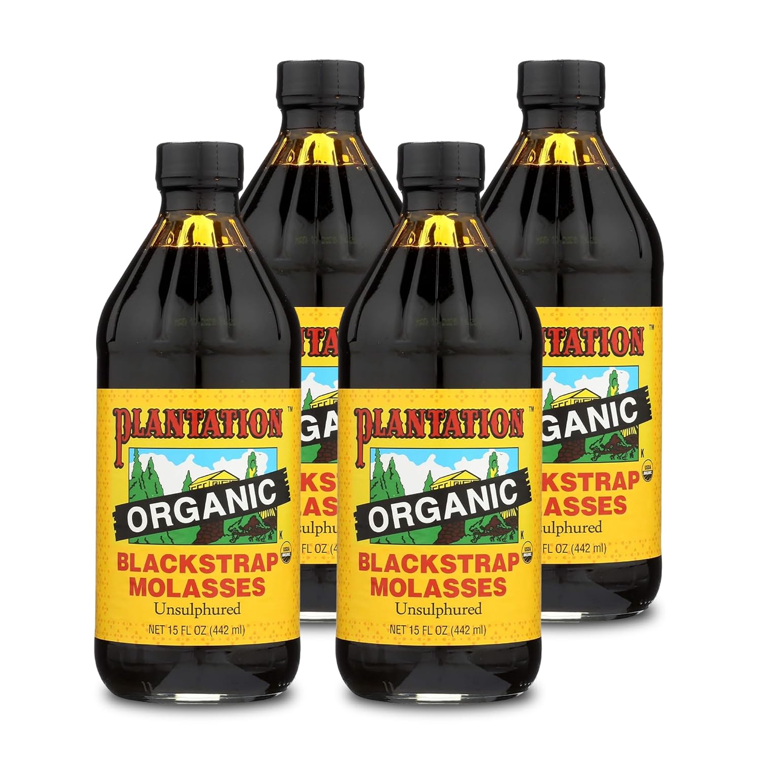 Plantation Organic Blackstrap Molasses 15 oz – USDA Organic Unsulphured Blackstrap Molasses, Natural Sweetener for Baking, Cooking & Beverages