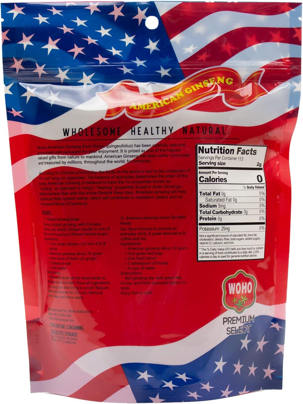Long Large #101.8 American Ginseng Roots 8 Oz Bag