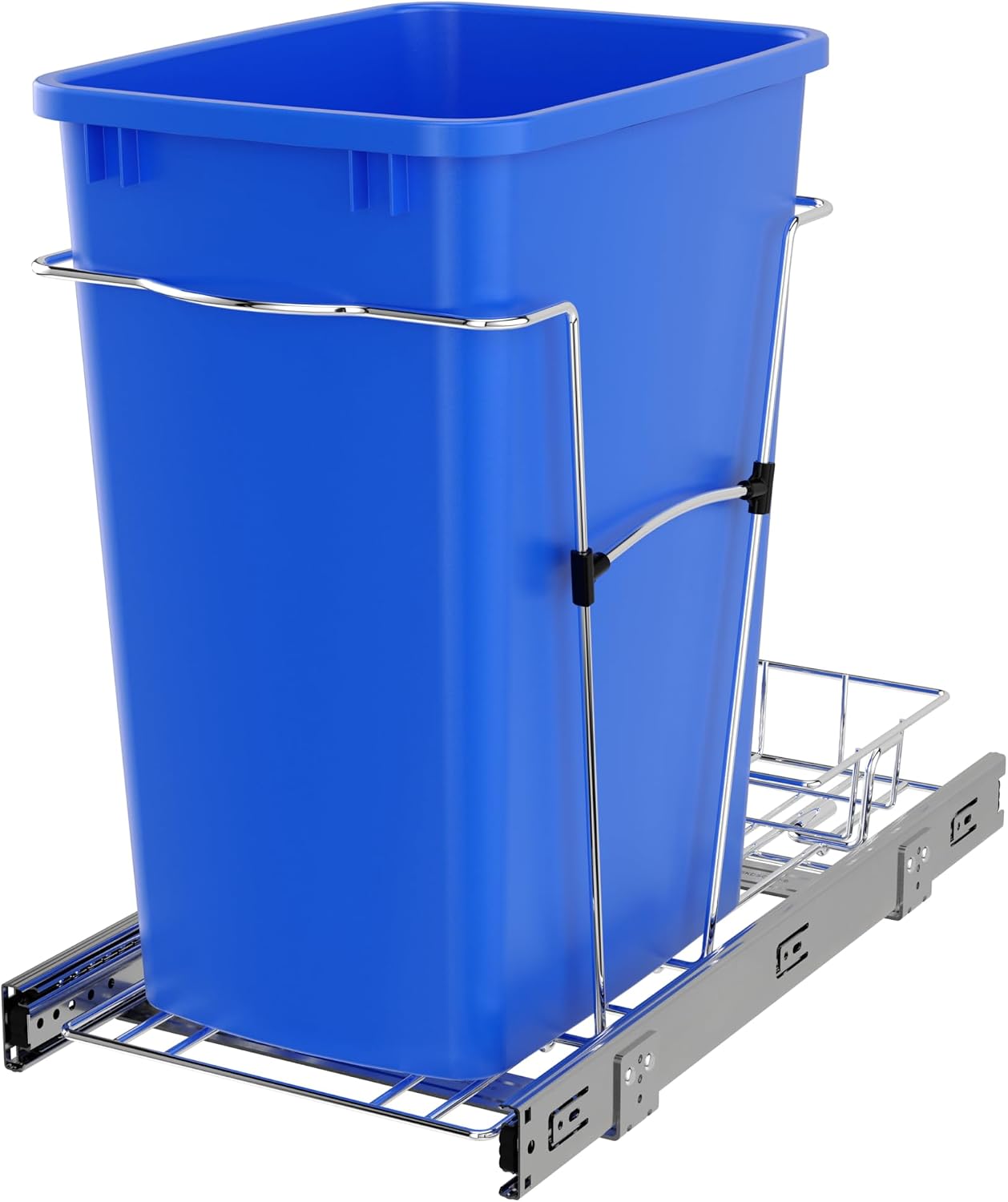 Rev-A-Shelf Pullout Trash Can for Kitchen Cabinets, Black Waste Bin, 35 Qt | Large Capacity Garbage/ Recycling Waste Container, Heavy Gauge Metal Wire Construction w/Full Extension Slides, RV-12KD-18C S