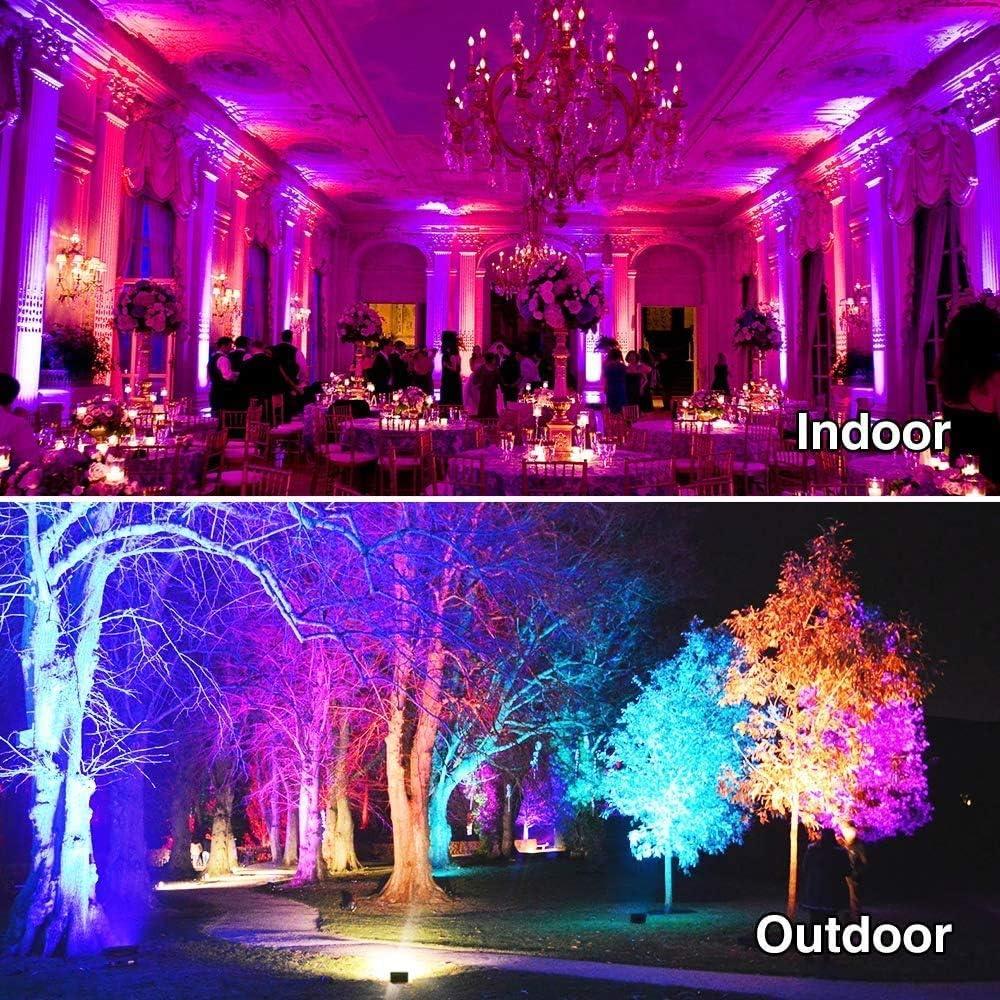 Led Flood Light Outdoor 30W, 300W Equivalent, Color Changing RGB Lights | Remote Control, 120 RGB Colors, Warm White 2700K, Timing, Custom Mode, Uplight Landscape Lights,IP66 US 3-Plug (2 Pack)