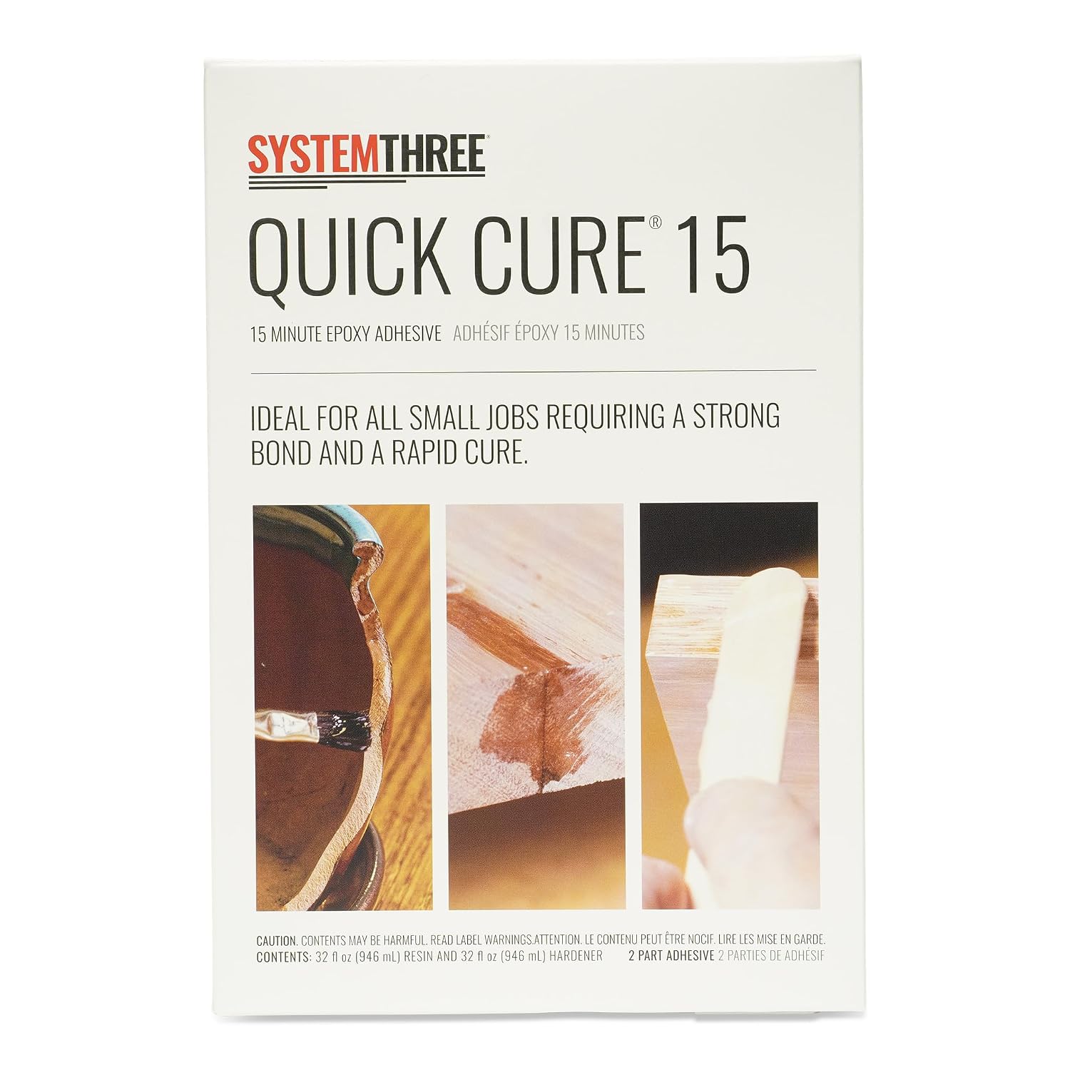 System Three Quick Cure 15 Epoxy Adhesive, 1 Pt Bottle Kit, Amber