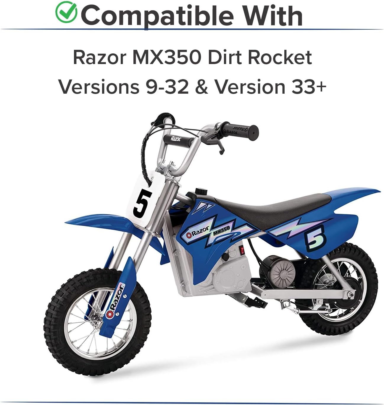 AlveyTech Premium 24 Volt Battery Pack for The Razor MX350 Dirt Rocket Bike (7 Ah Standard Range, Versions 33+) - Replacement Set of 2 Rechargeable AGM Batteries with Wiring Harness