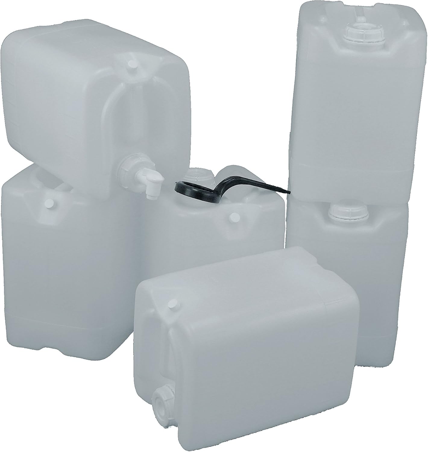 5 Gallon Samson Stackers, Natural, 6-Pack (30 Gallons), Emergency Water Storage Kit with one Bonus Spigot