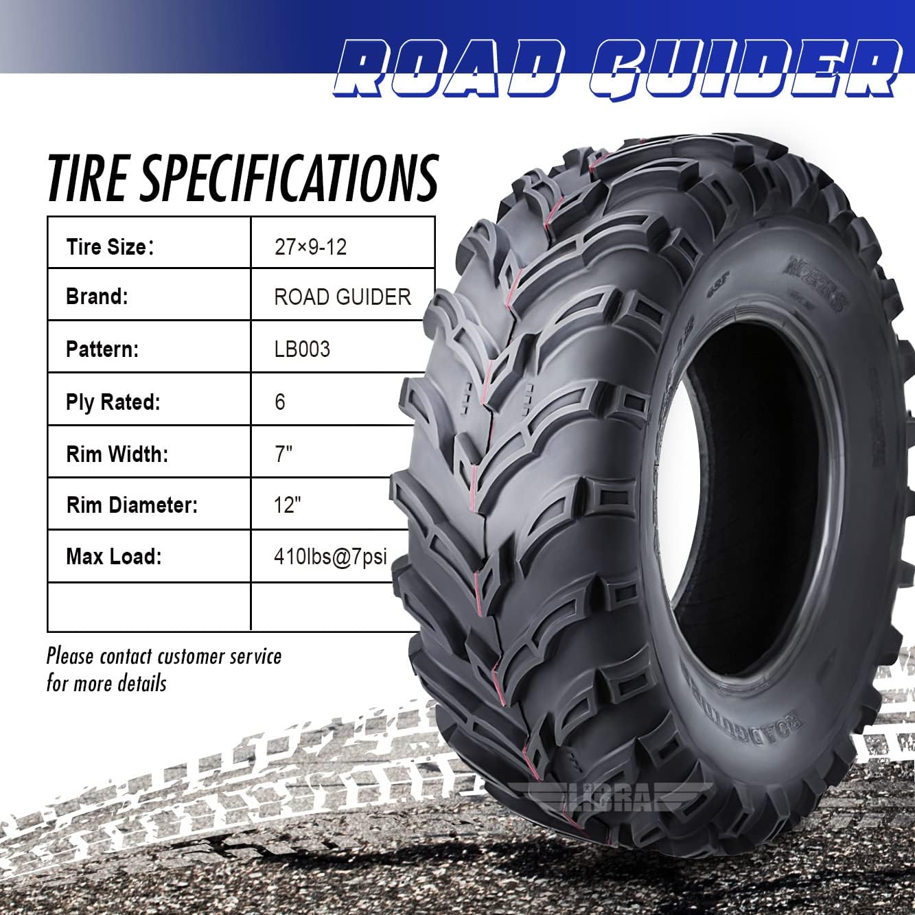 ROADGUIDER ATV Mud Tire 22x10-9 6PR for Honda Recon 250 Suzuki Ozark 250