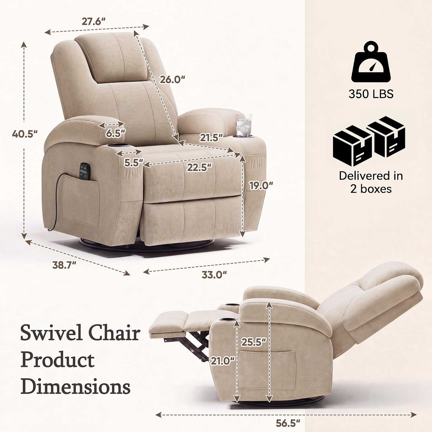 Flamaker Rocking Chair Recliner Chair with Massage, Rocking Chair Nursery