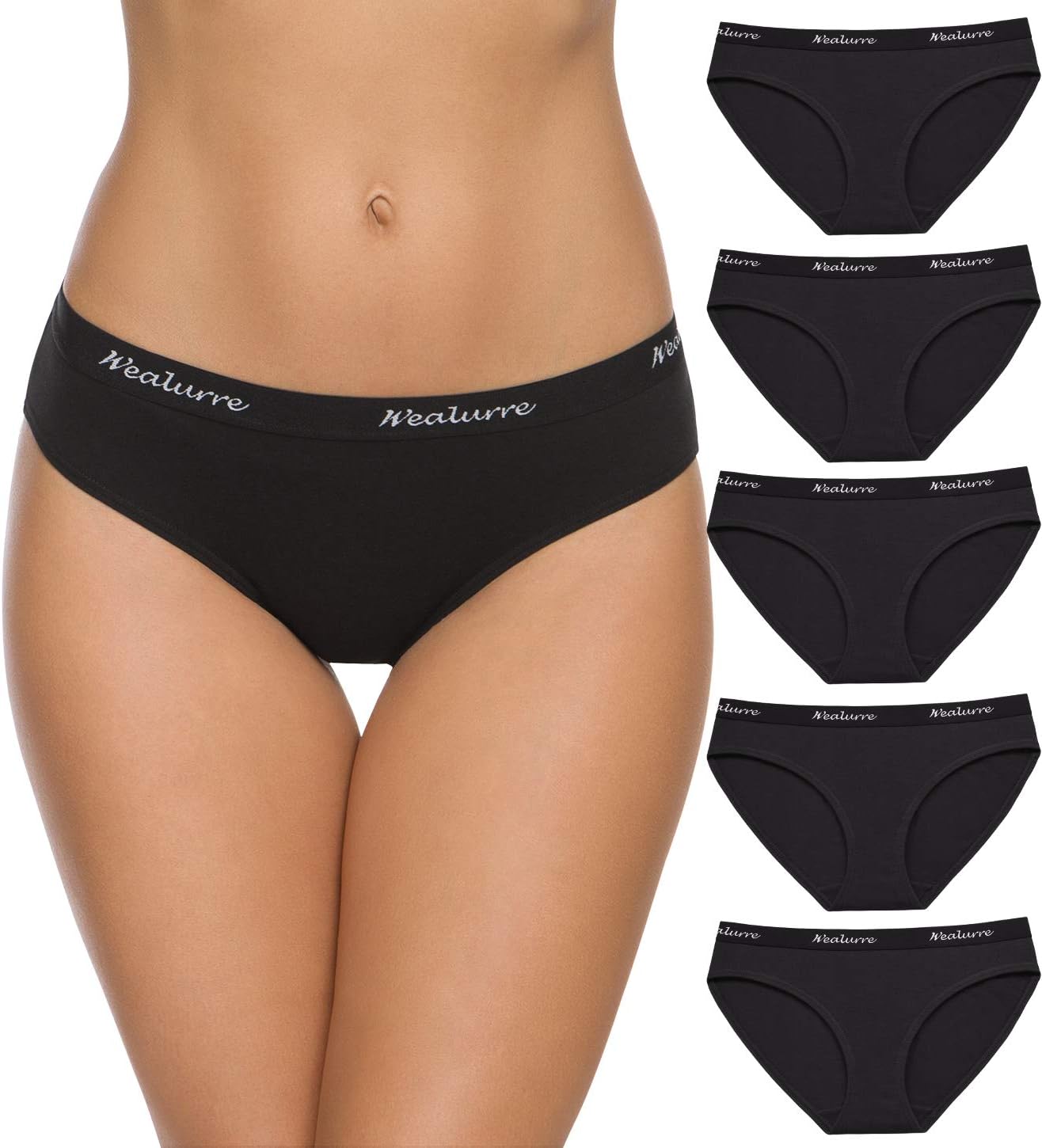 Wealurre Womens Underwear Cotton Bikini Breathable Sport Low Rise Panty for Women Multipack