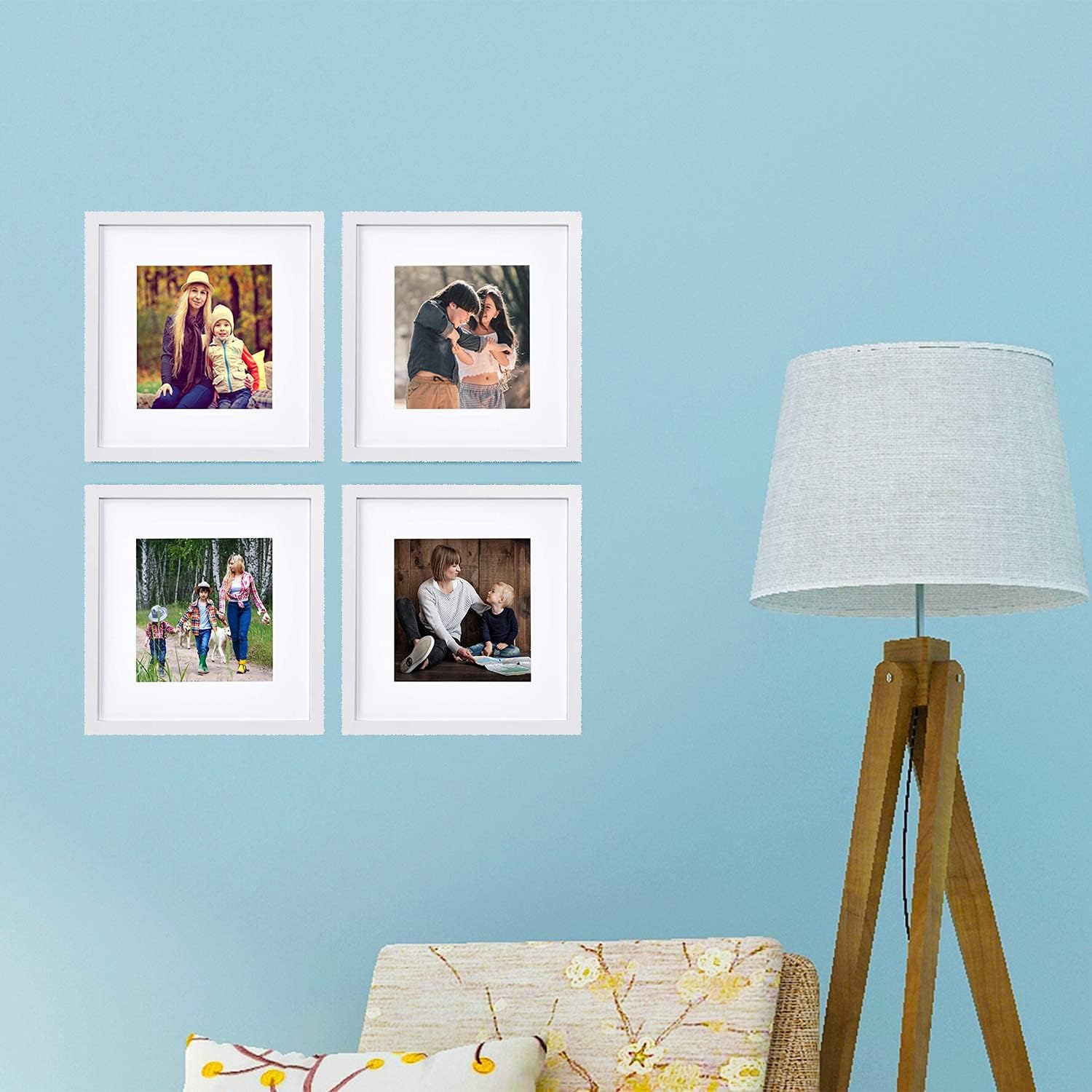 pojah 12x12 Black Picture Frame Set of 4,Wall Frames,HD Plexiglass