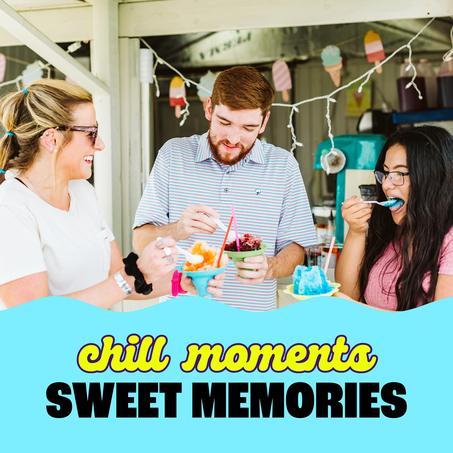 Hawaiian Shaved Ice Blue Raspberry Syrup - Made Nut Soy Dairy Free in the USA - Flavor Fluffy Shaved & Crunchy Snow Cone - Shelf Stable After Opening - Makes 8 Servings - 16 ounces