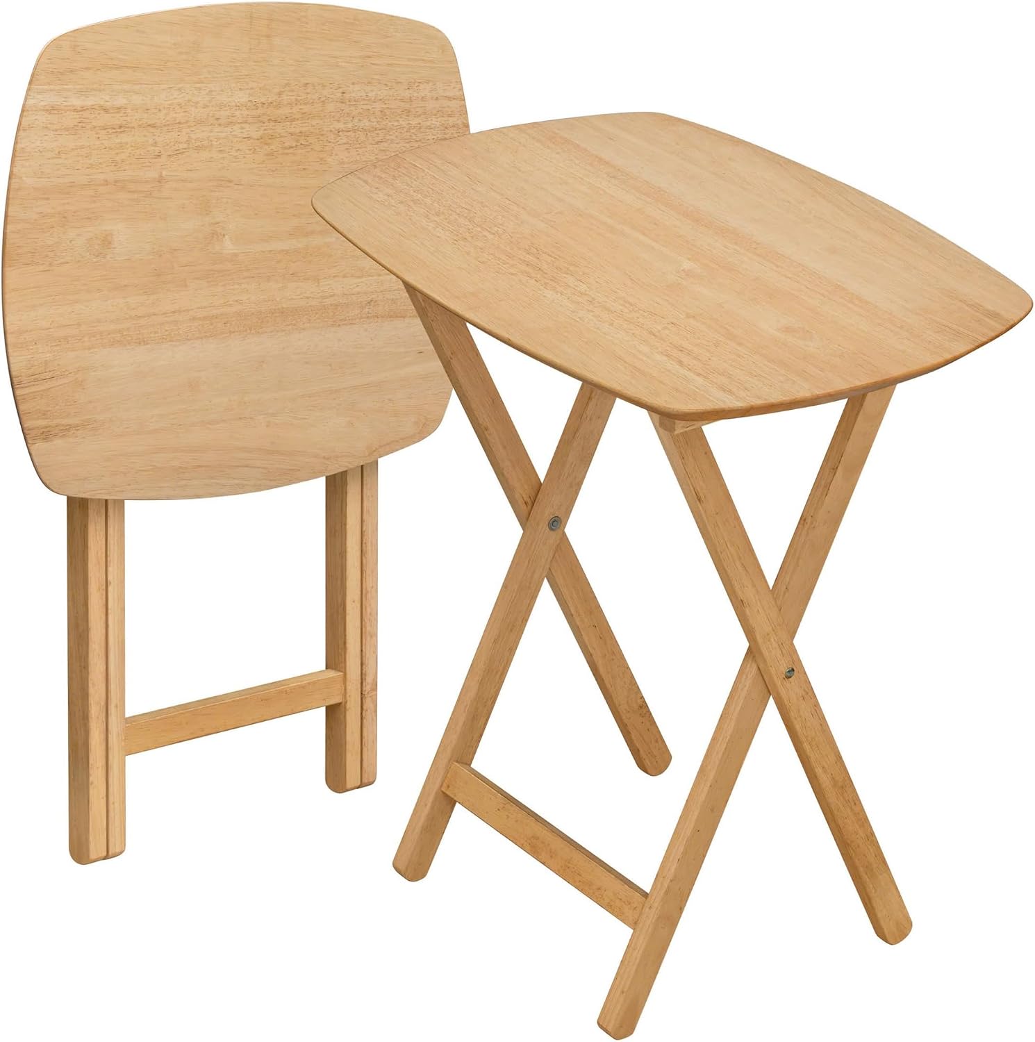 Oversized Hardwood Folding TV Tray Table, 25.5 Inches | Natural, For Dinner, For Eating