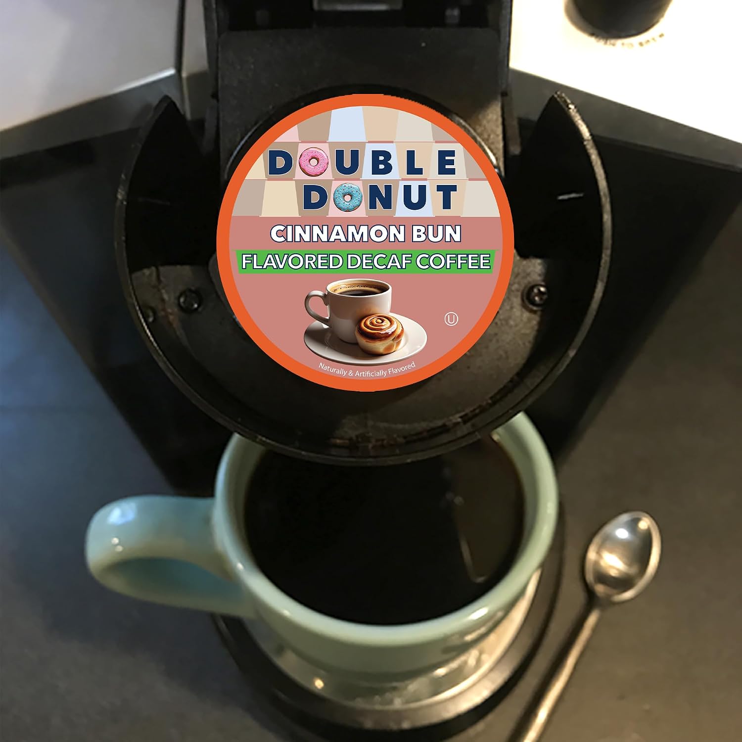 Double Donut Coffee Double Donut Medium Roast Decaf Coffee Pods, Classic, for Keurig K-Cup Machines, 24 Single-Serve Capsules per Box