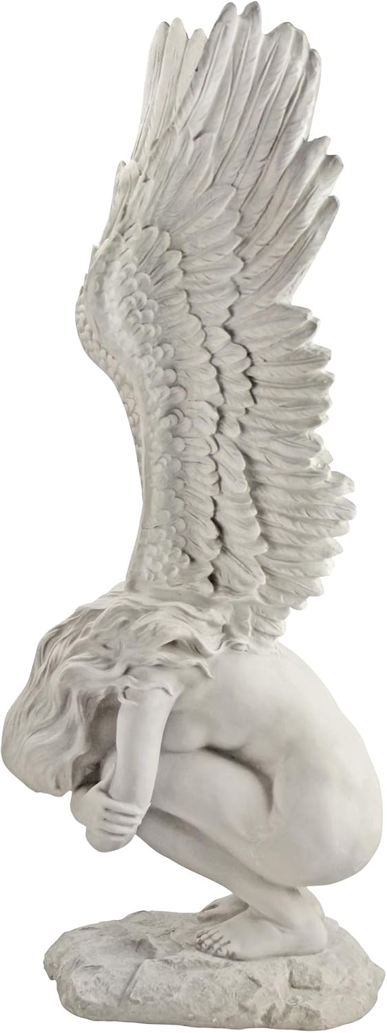 Design Toscano Remembrance and Redemption Angel Religious Indoor/Outdoor Garden Statue, From Base to Top of the Wings Nearly 3 feet tall! Tall, Cast Stone Resin, Antique Stone Finish