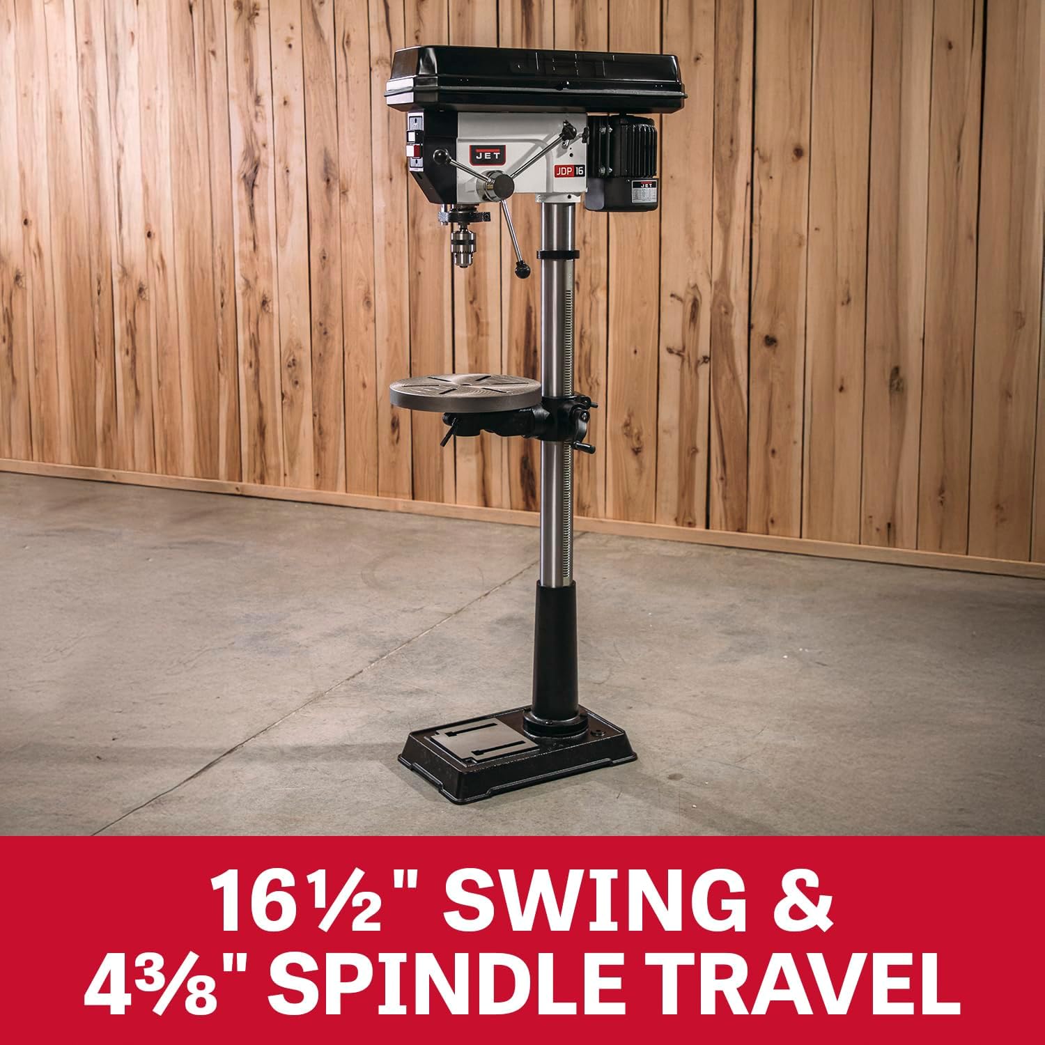 JET 17-Inch Floor Drill Press, 16 Speed, 3/4 HP, 115/230V 1Ph (Model JDP-17MF)