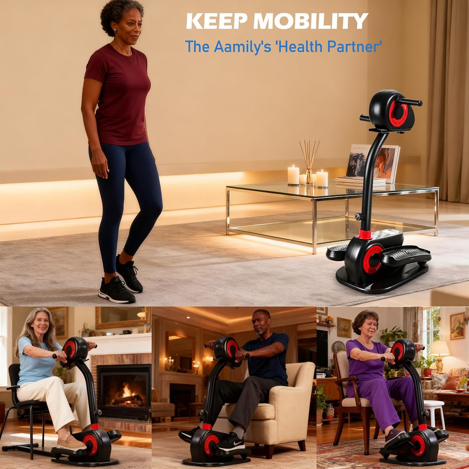 2026 New Upgrade Elliptical Exercise Machine, Low-Impact Motorized Pedal Exerciser | Home Recovery Bike for Arm & Leg Ability and Relax