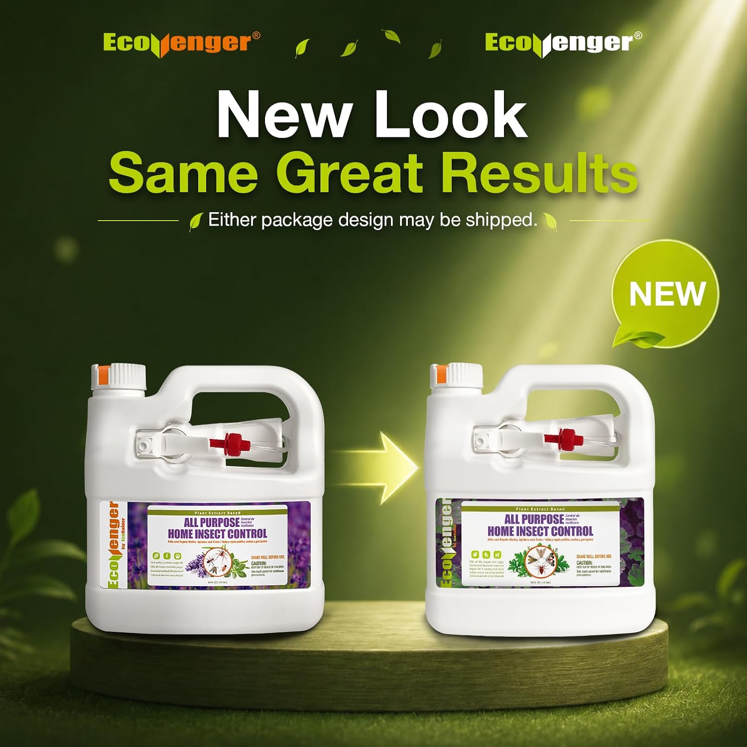 EcoVenger by EcoRaider All Purpose Insect Control 16 oz, Fleas, Fruit Flies, Gnats, Moths, Roaches, Spiders, Fast Kill, Lasting Prevention, Kill Eggs, Plant Extract Based & Non-Toxic, Child & Pet Safe