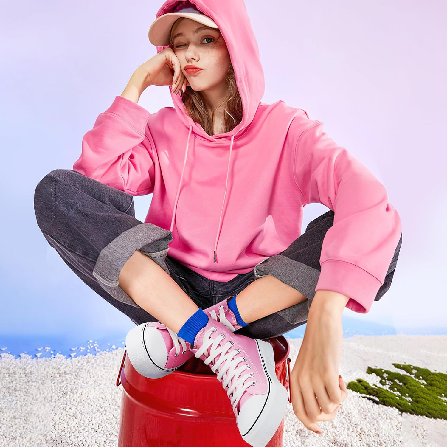 hash bubbie High Top Canvas Sneakers Fashion Walking Shoes