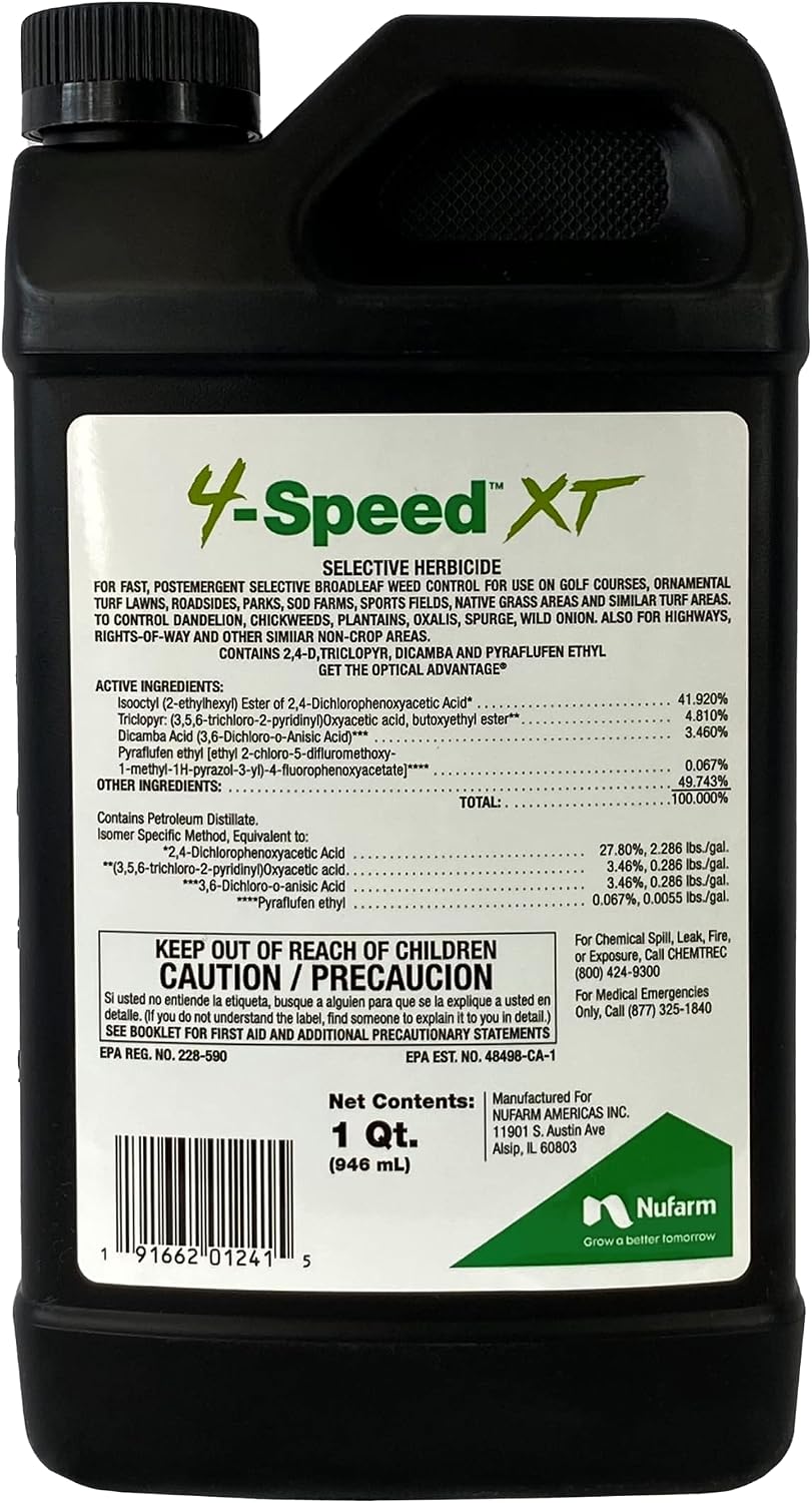 Nufarm 4-Speed XT Herbicide, Superior Broadleaf Weed Control, 32 oz