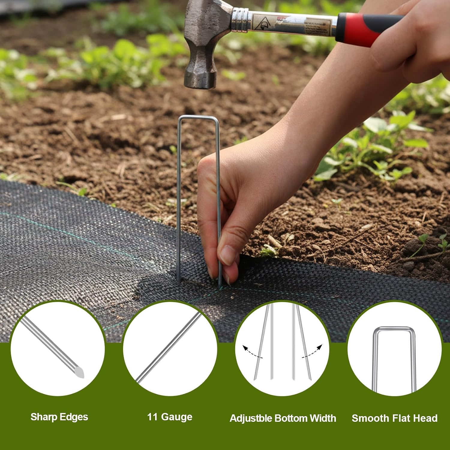 HongWay 240 Pack Landscape Staples 6 Inch, Galvanized Garden Stakes