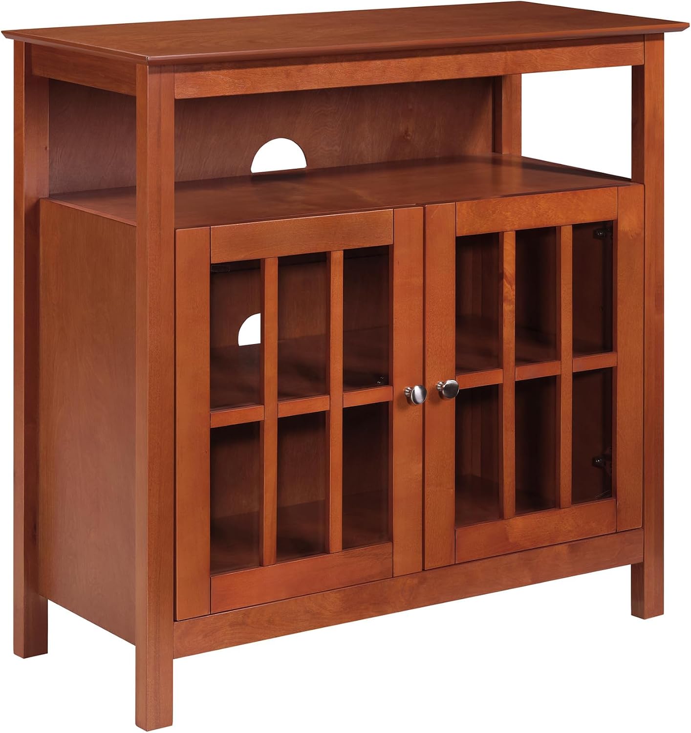 Convenience Concepts Big Sur Highboy TV Stand with Storage Cabinets and Shelves in White Finish