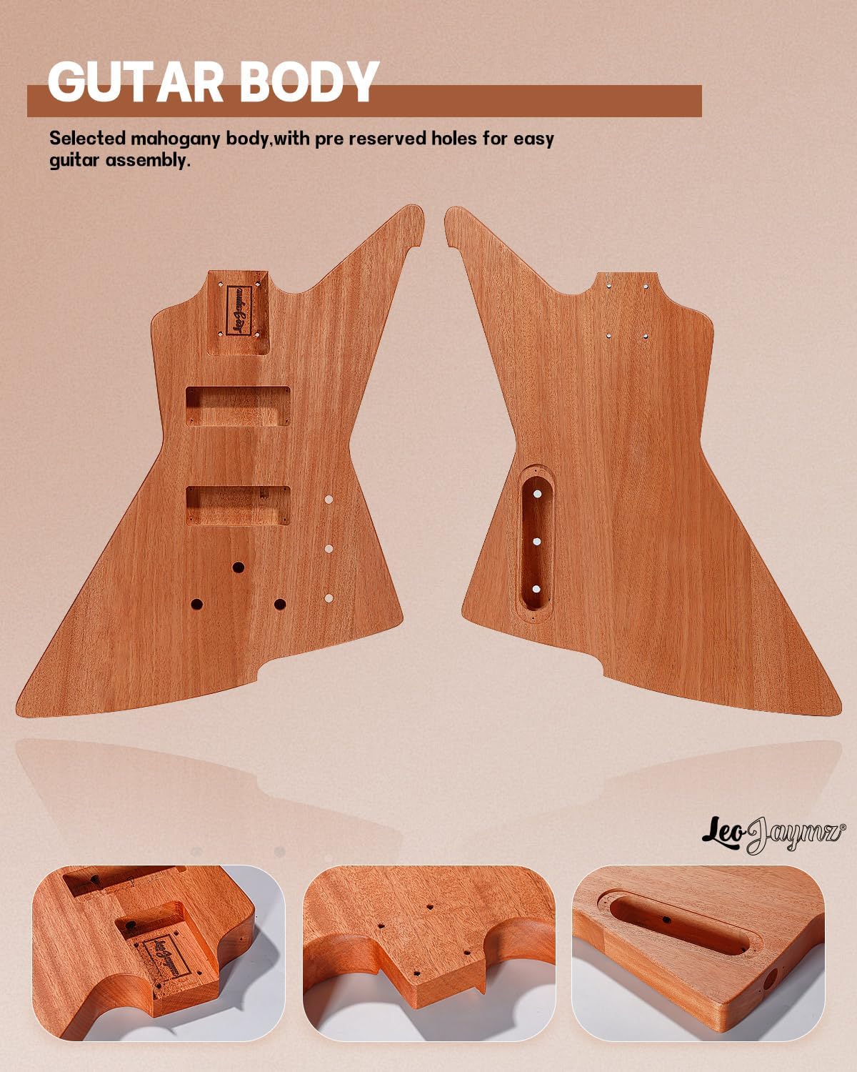 Leo Jaymz DIY Electric Bass Guitar Kit Mahogany Body Maple Neck (AX)