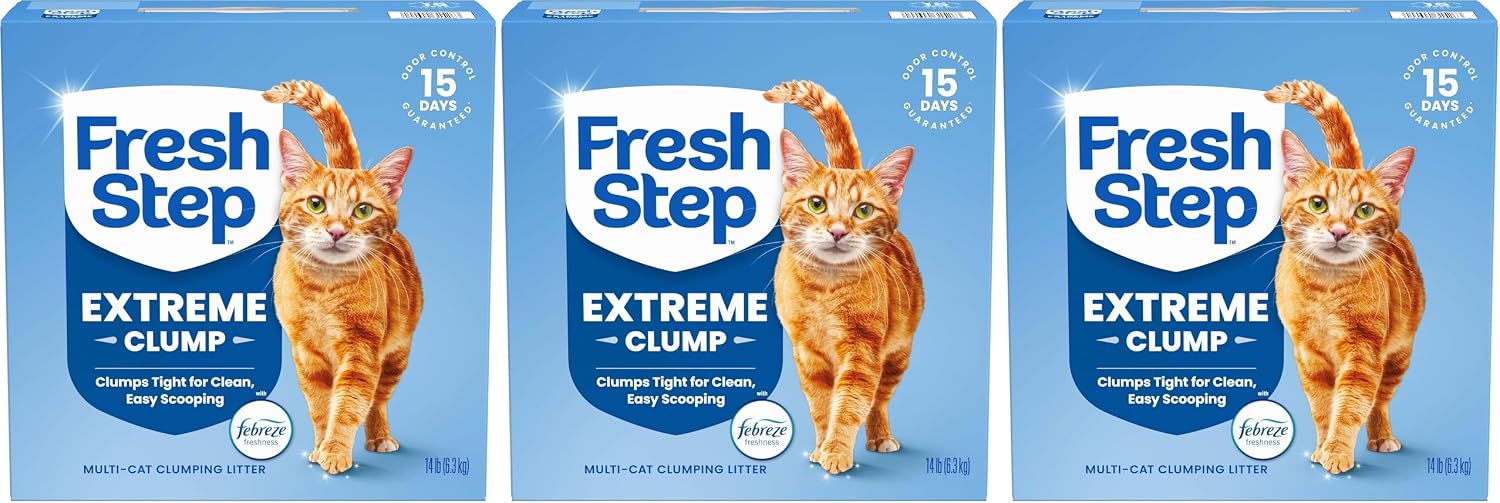 Fresh Step Extreme Clump Multi Cat Clumping Cat Litter, 14 lb. | Forms Tight Clumps, Easy To Scoop, Scented, Ammonia Block Technology, Low Dust, Compatible with Most Auto Litter Boxes