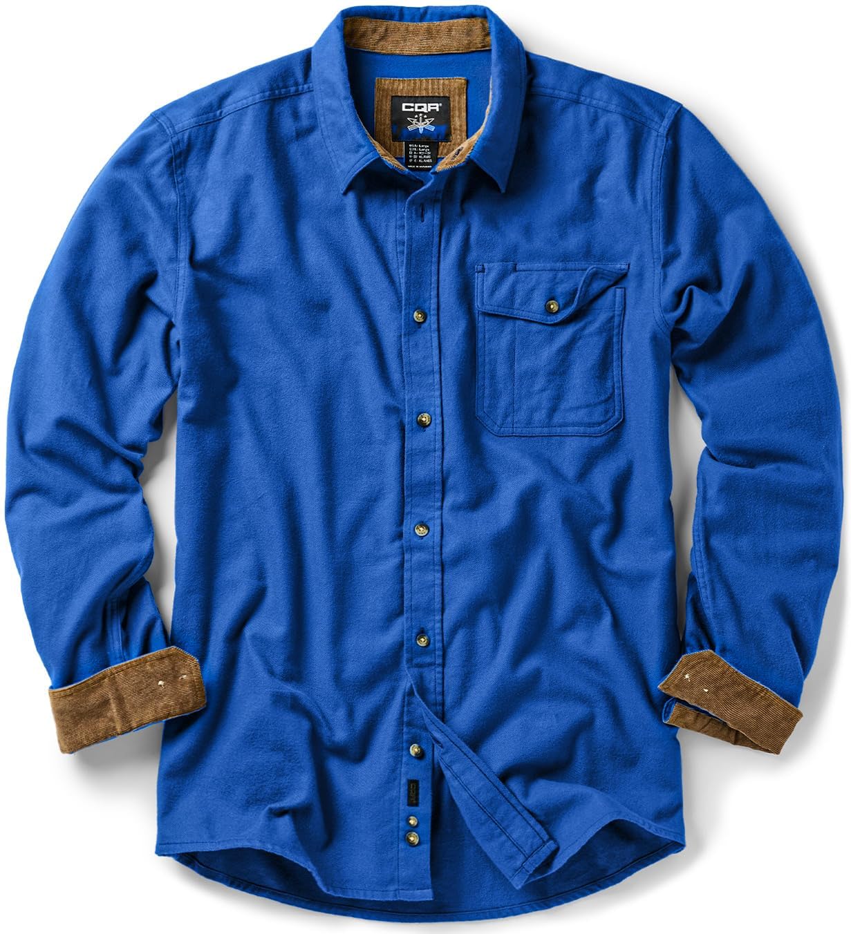 CQR Men's 100% All Cotton Button Down Flannel Shirts, Long Sleeve Brushed Warm Soft Casual Outdoor Plaid Shirt