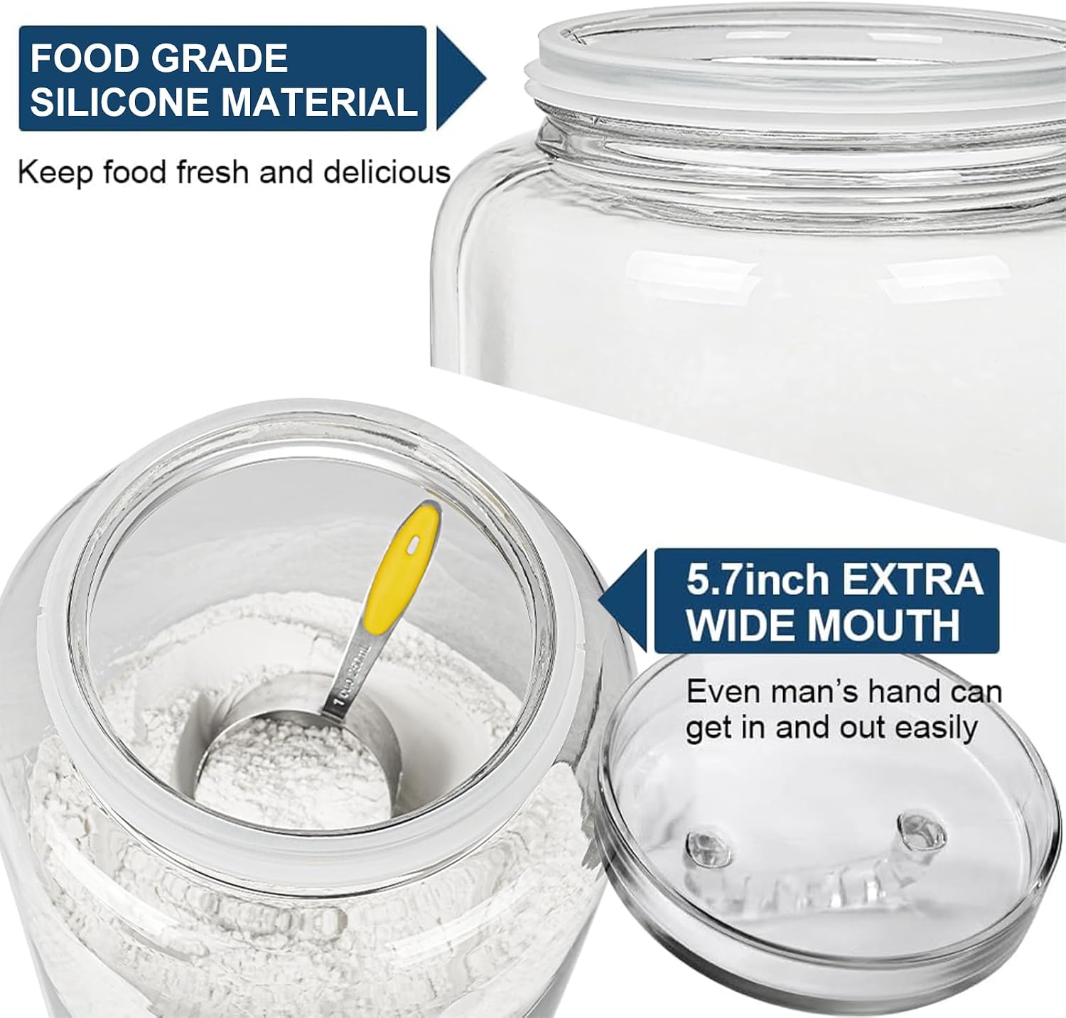 3 Gallon Glass Jar with Airtight Lid, Wide Mouth Large Glass Container
