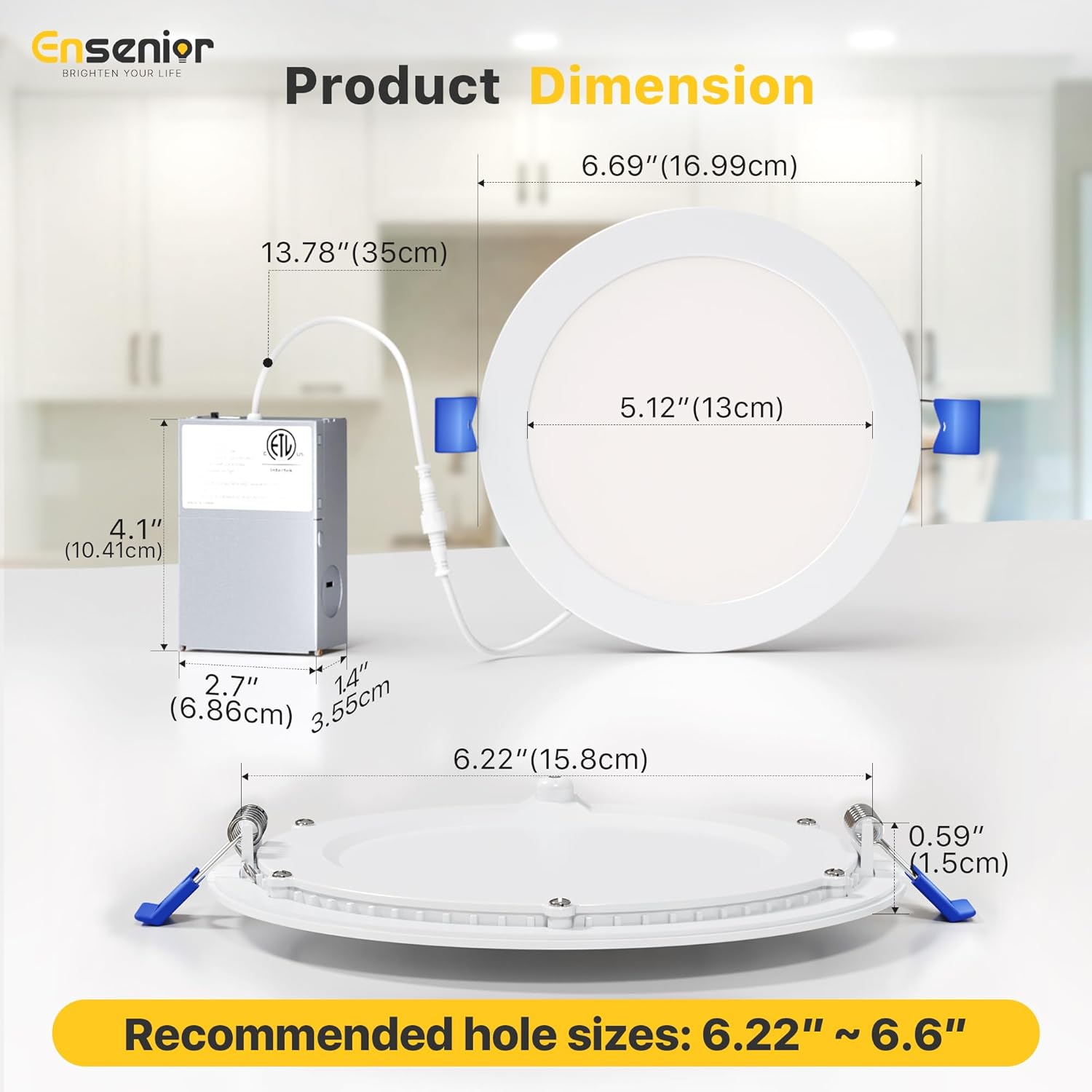 Ensenior 12 Pack 6 Inch LED Recessed Ceiling Light, 5CCT, 1200LM 12W 120V