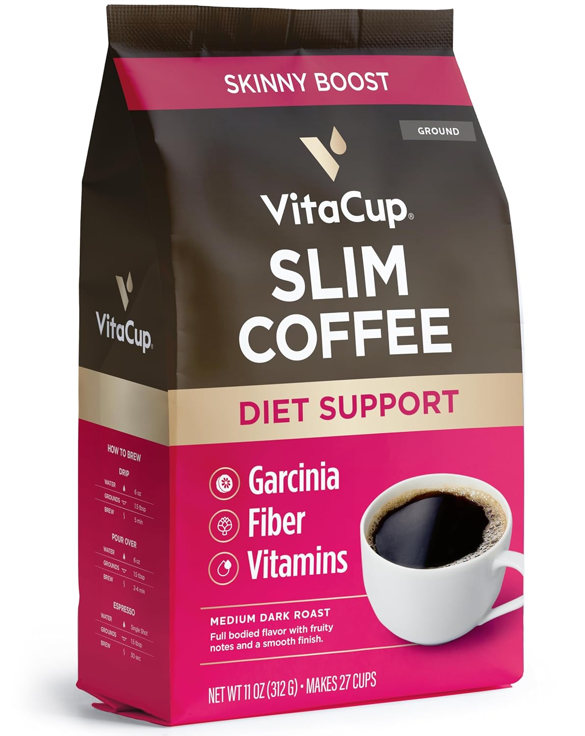 VitaCup Genius Keto Ground Coffee with MCT Oil, 11oz