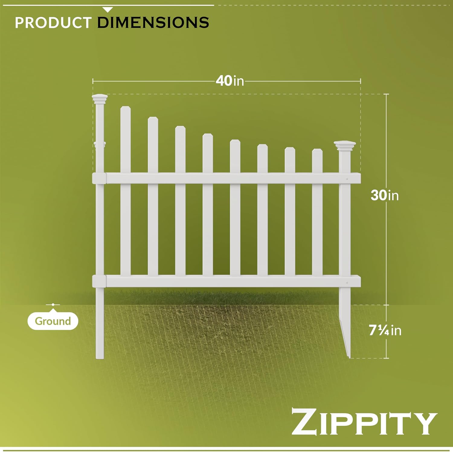 Zippity Ashley Corner Picket Fence, White Vinyl DIY No Dig Kit | 30inH x 40inW, 2 Panels, Garden Border Fencing, ZP19007