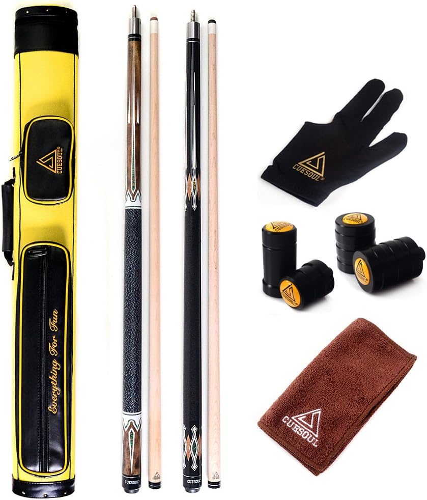 CUESOUL 19oz Pool Cue Sticks with Hard Pool Cue Case