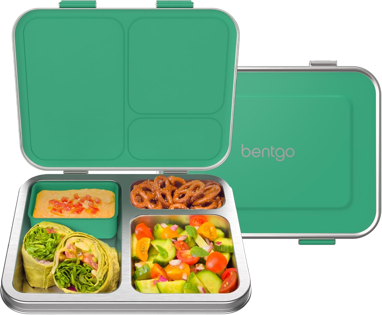 Bentgo Kids Stainless Steel Leak-Resistant Lunch Box, 3 Compartments