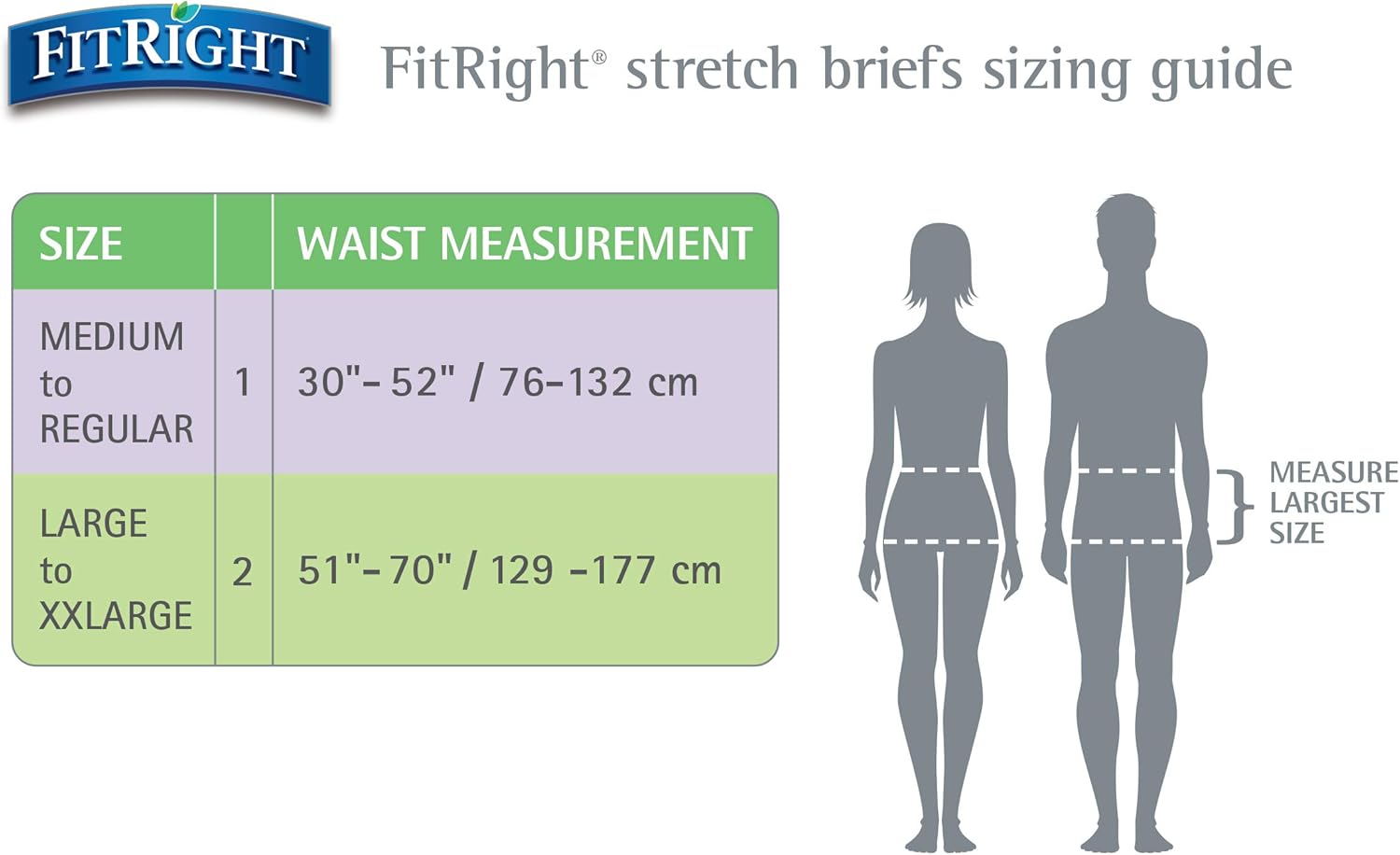 FitRight Stretch Adult Incontinence Briefs with Tabs, Ultra Absorbent, Size 1, 30" to 52", 20 Count